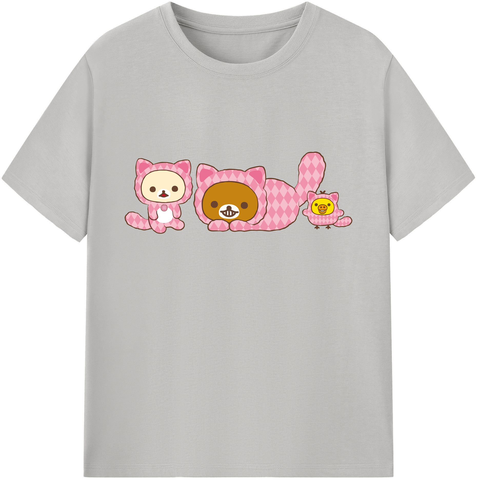 （画像用） リラックマ リラックマ キイロイトリ Rilakkuma Korilakkuma Kiiroitori 綿100％ メンズ半袖Tシャツ｜肌触りやわらか＆通気性