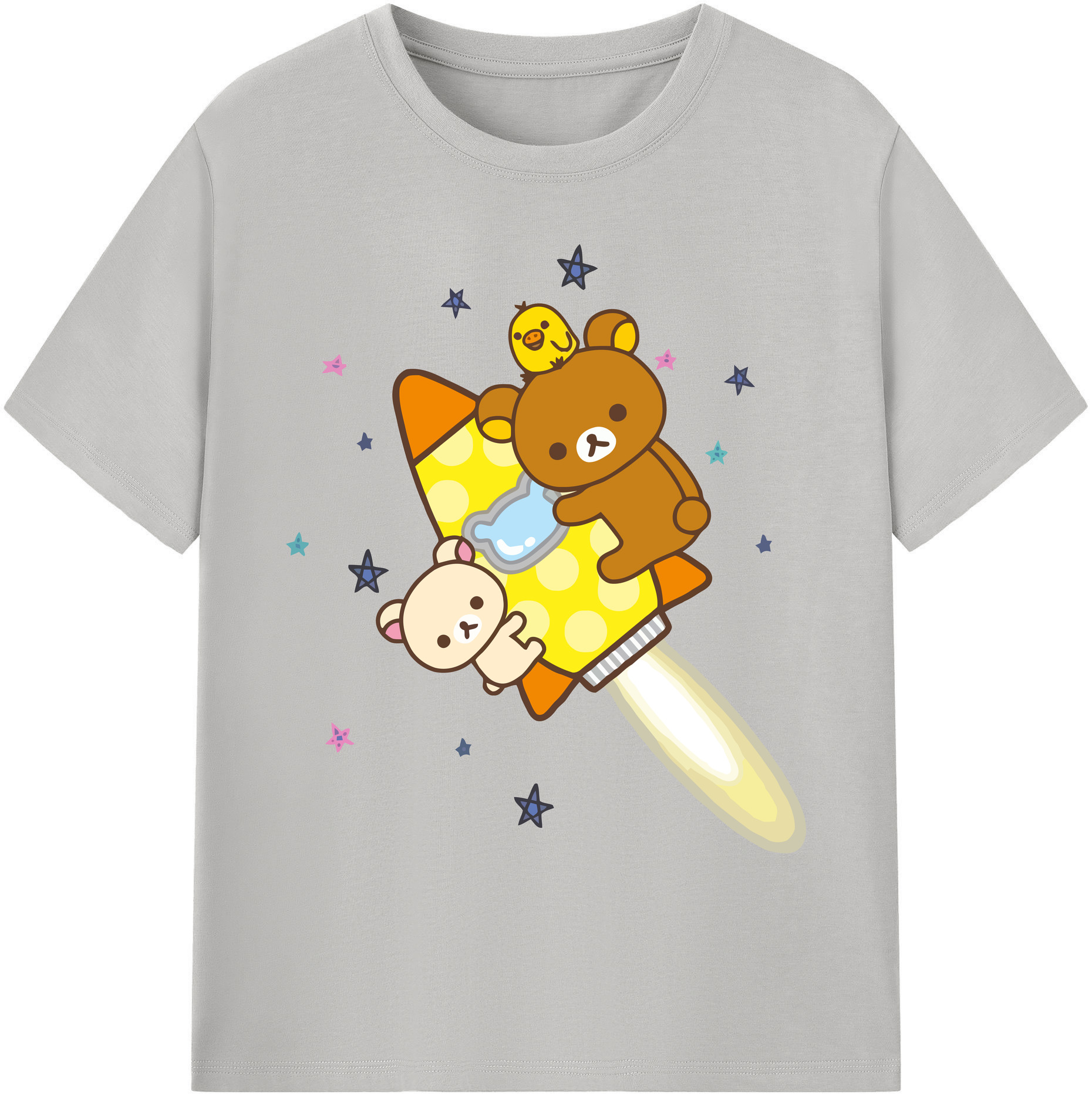 （画像用） リラックマ リラックマ キイロイトリ Rilakkuma Korilakkuma Kiiroitori 綿100％ メンズ半袖Tシャツ｜肌触りやわらか＆通気性