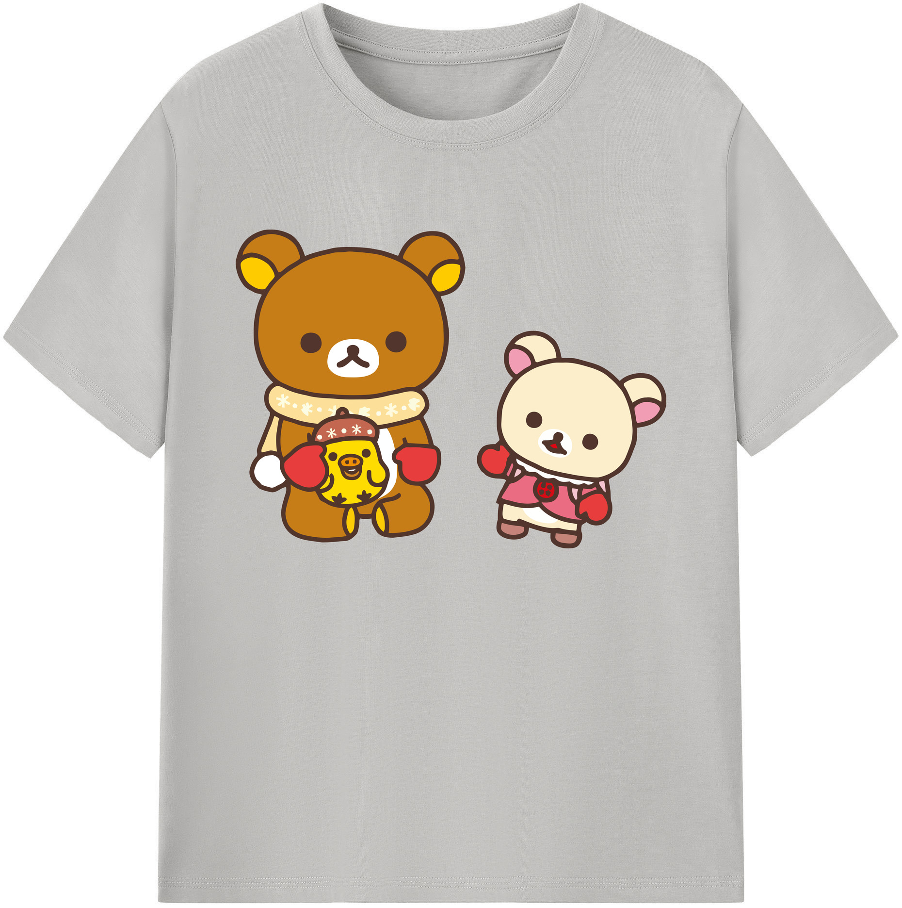 （画像用） リラックマ リラックマ キイロイトリ Rilakkuma Korilakkuma Kiiroitori 綿100％ メンズ半袖Tシャツ｜肌触りやわらか＆通気性