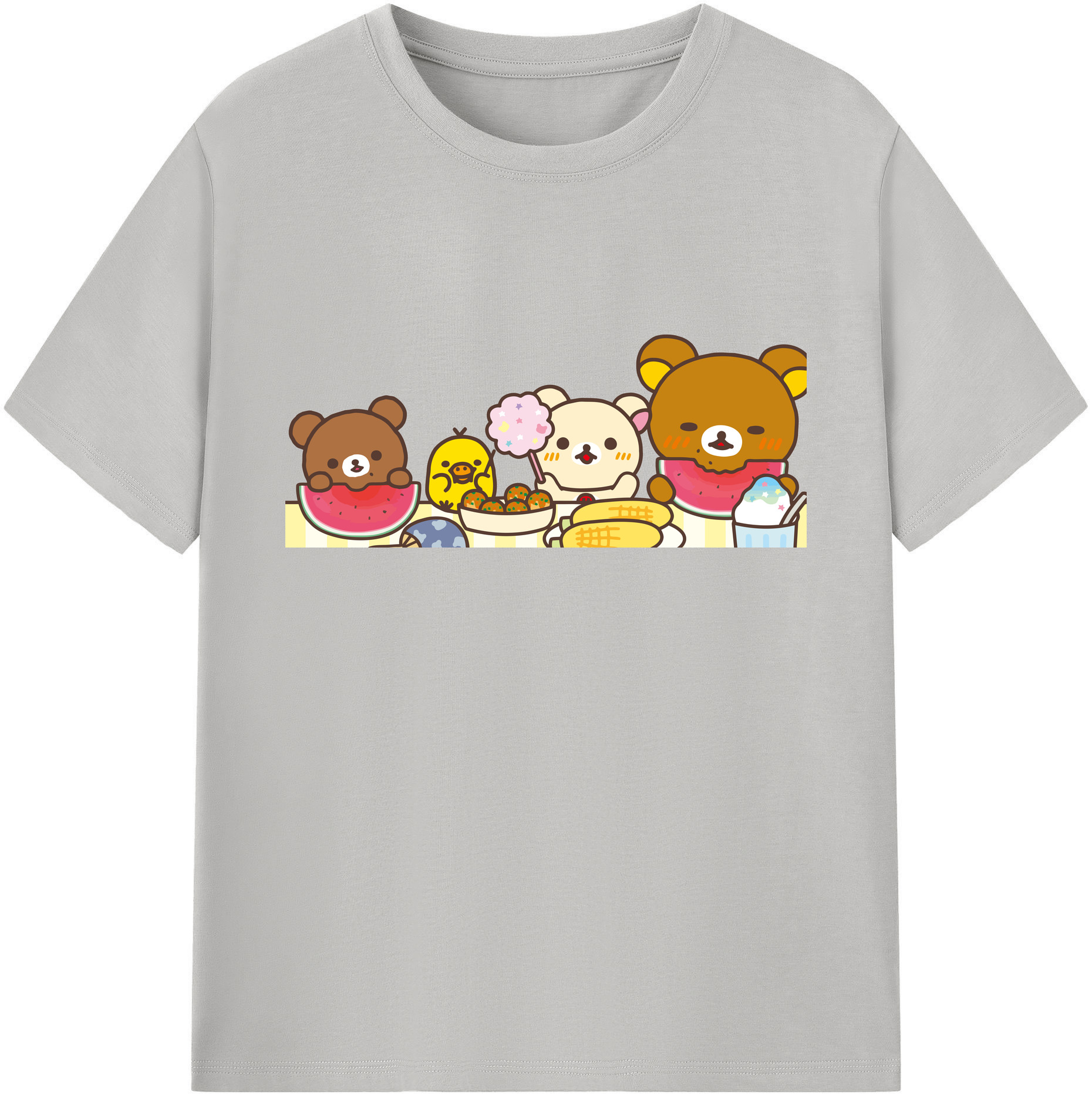 （画像用） リラックマ リラックマ キイロイトリ Rilakkuma Korilakkuma Kiiroitori 綿100％ メンズ半袖Tシャツ｜肌触りやわらか＆通気性
