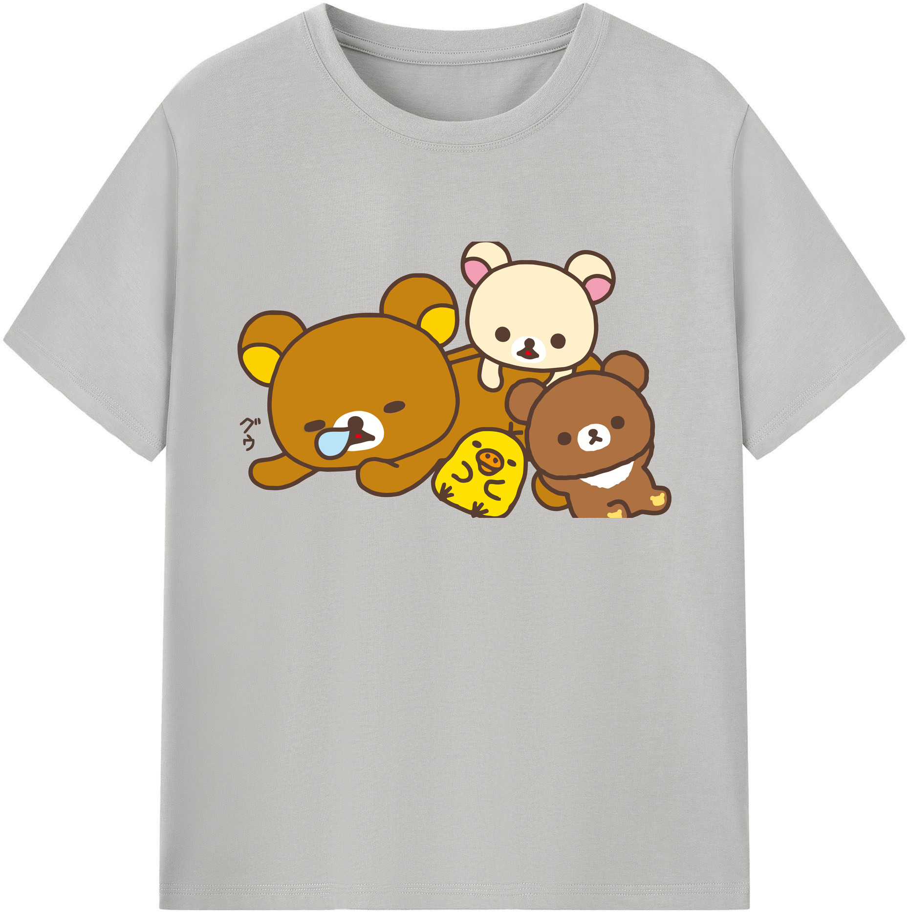 （画像用） リラックマ リラックマ キイロイトリ Rilakkuma Korilakkuma Kiiroitori 綿100％ メンズ半袖Tシャツ｜肌触りやわらか＆通気性