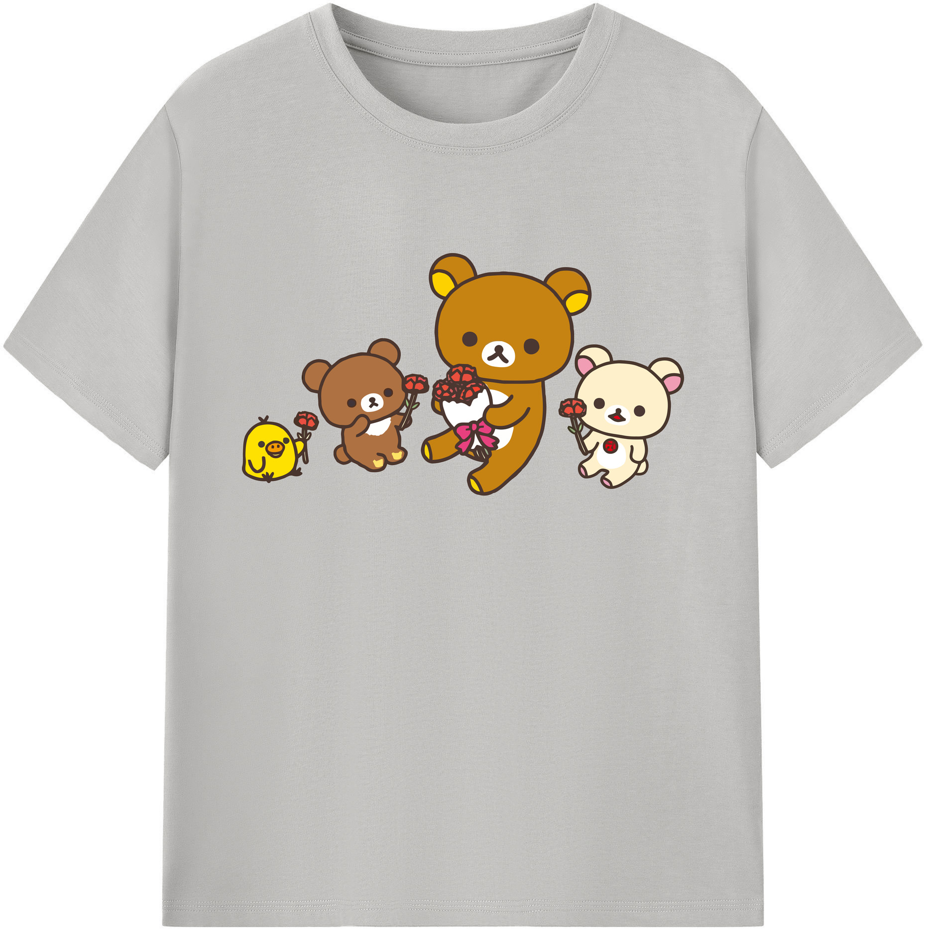 （画像用） リラックマ リラックマ キイロイトリ Rilakkuma Korilakkuma Kiiroitori 綿100％ メンズ半袖Tシャツ｜肌触りやわらか＆通気性