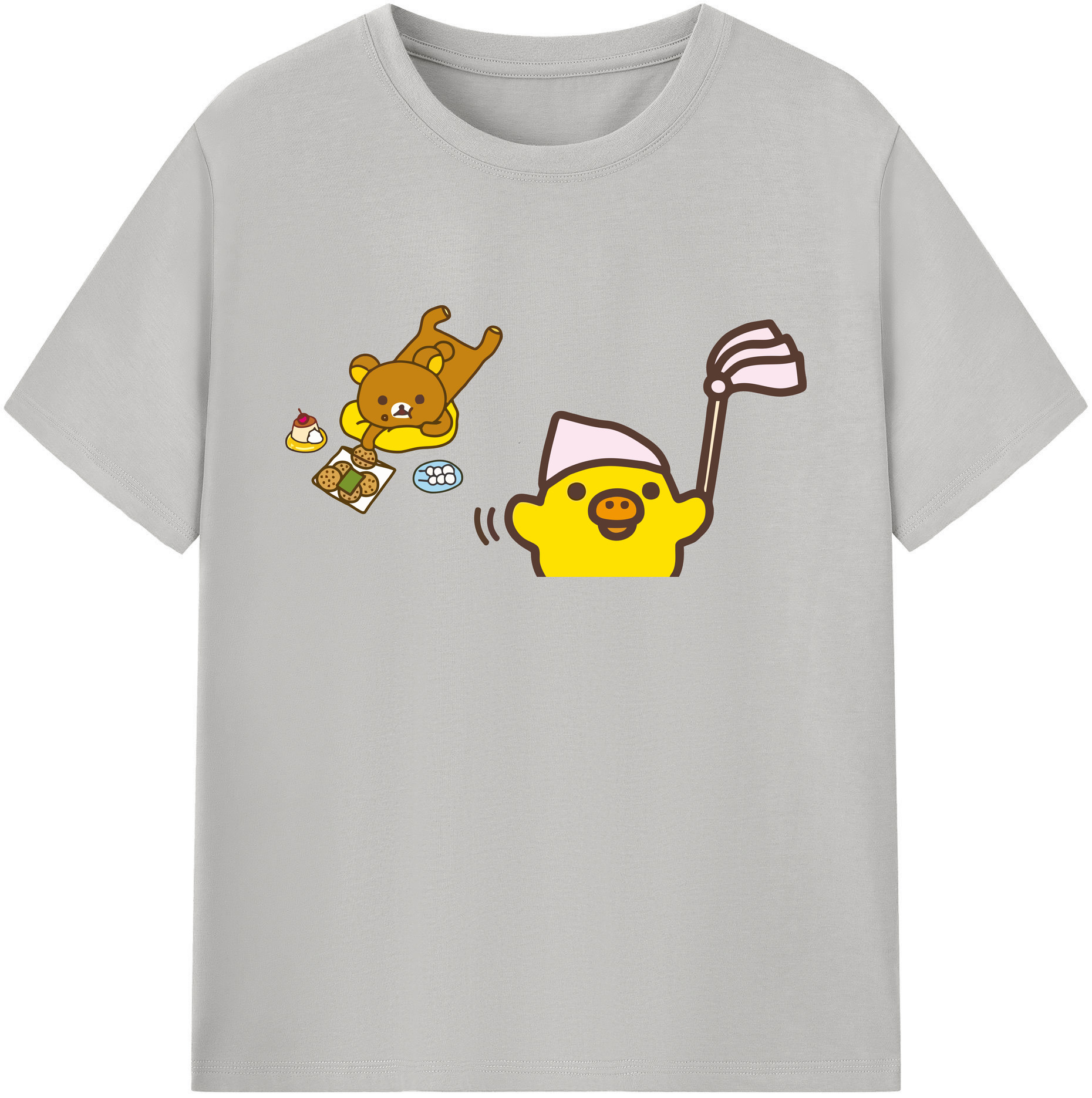 （画像用） リラックマ リラックマ キイロイトリ Rilakkuma Korilakkuma Kiiroitori 綿100％ メンズ半袖Tシャツ｜肌触りやわらか＆通気性