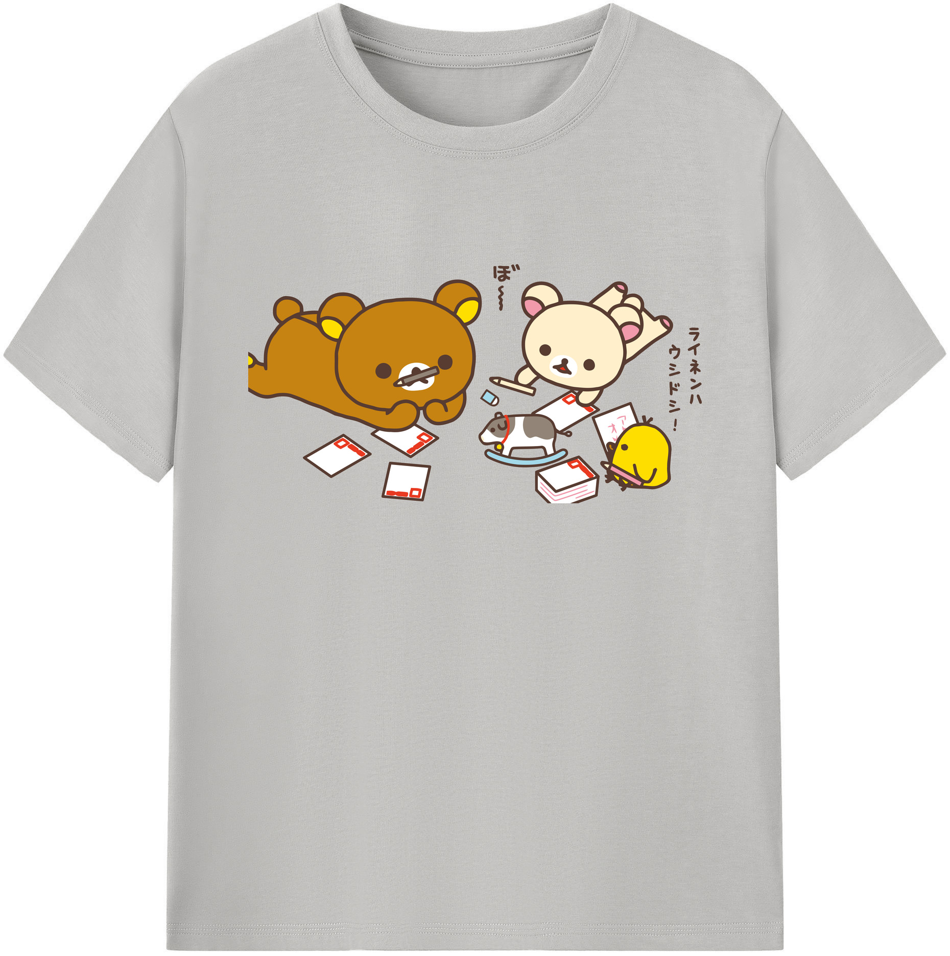 （画像用） リラックマ リラックマ キイロイトリ Rilakkuma Korilakkuma Kiiroitori 綿100％ メンズ半袖Tシャツ｜肌触りやわらか＆通気性