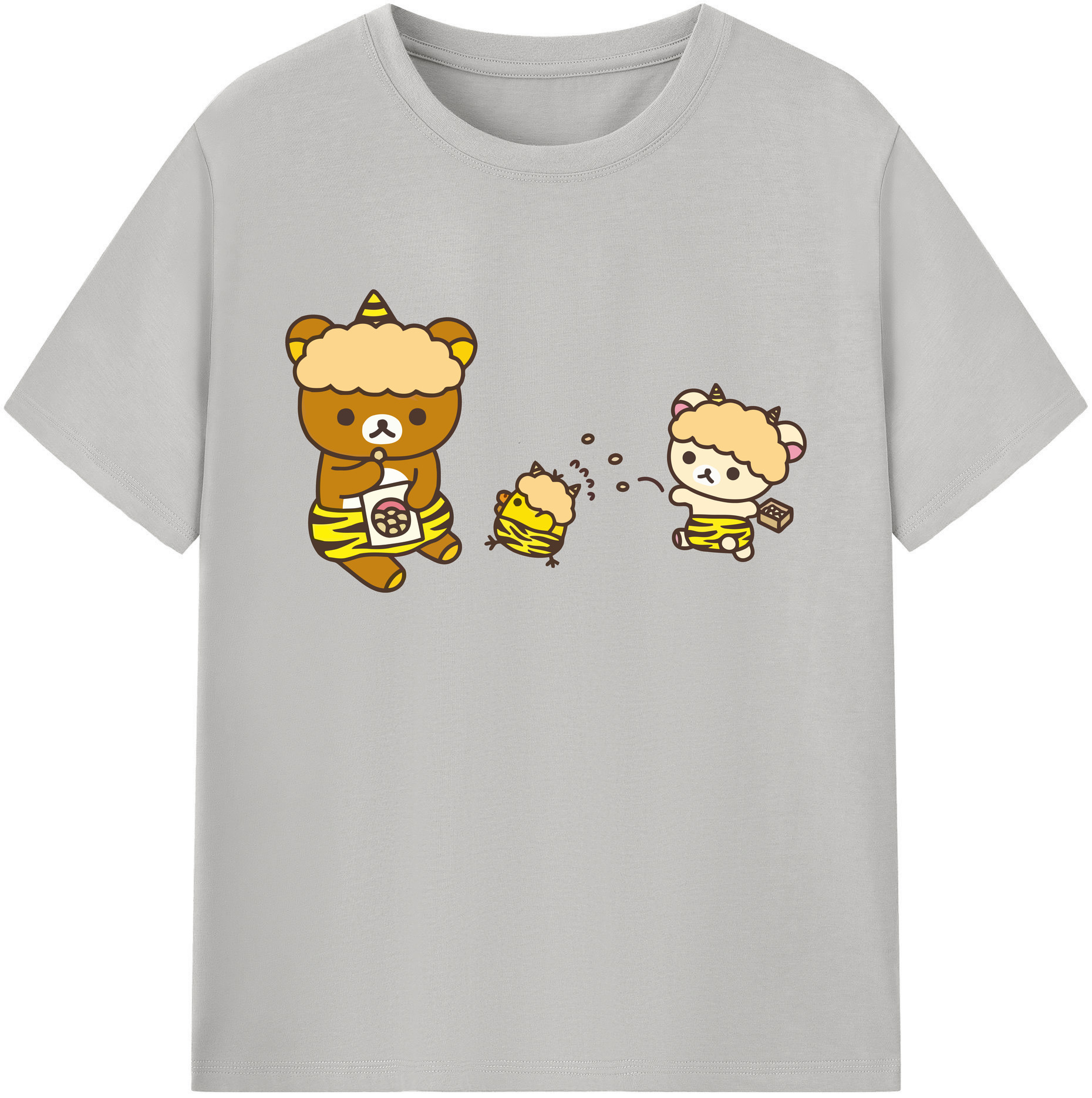 （画像用） リラックマ リラックマ キイロイトリ Rilakkuma Korilakkuma Kiiroitori 綿100％ メンズ半袖Tシャツ｜肌触りやわらか＆通気性