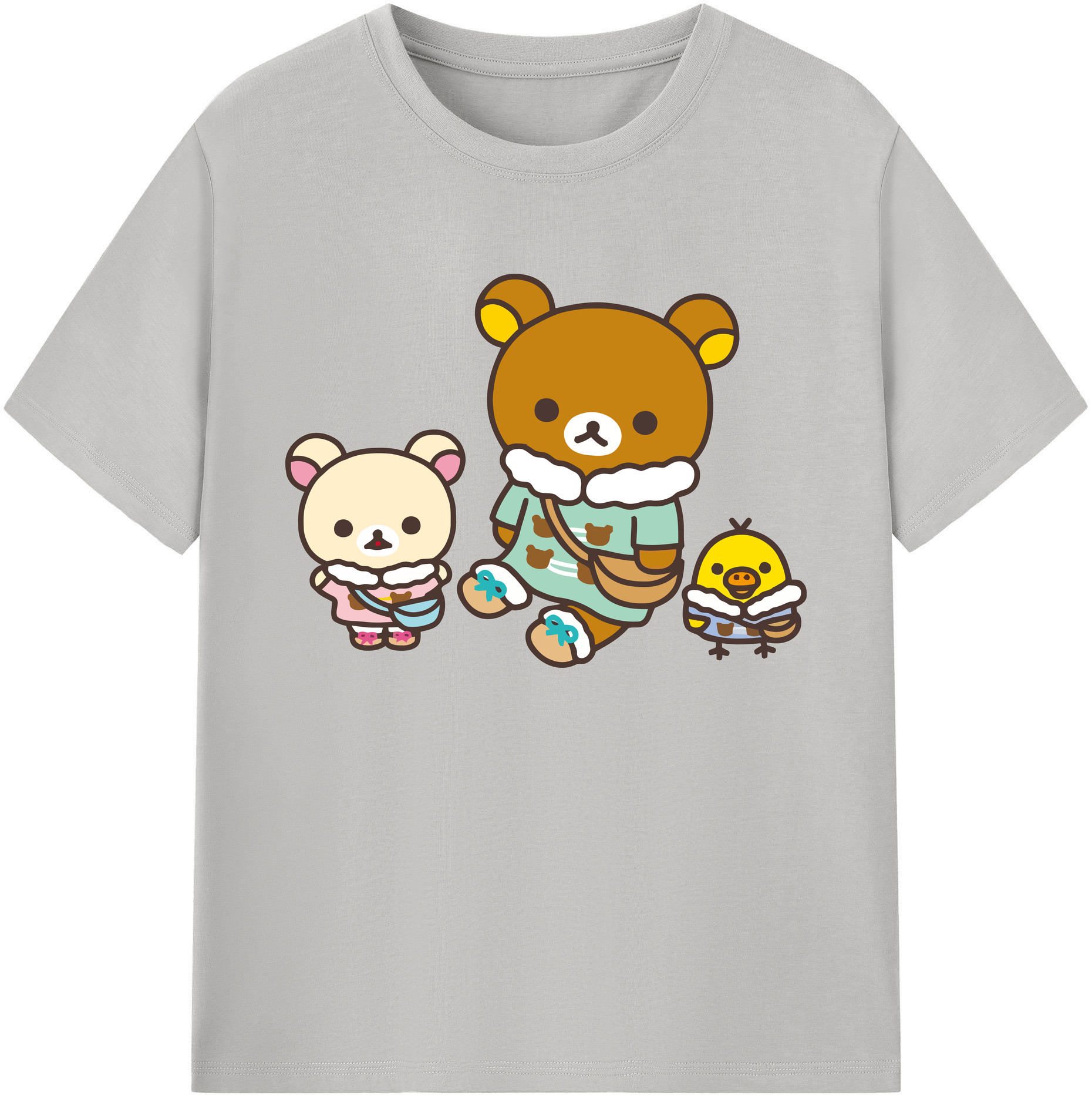 （画像用） リラックマ リラックマ キイロイトリ Rilakkuma Korilakkuma Kiiroitori 綿100％ メンズ半袖Tシャツ｜肌触りやわらか＆通気性