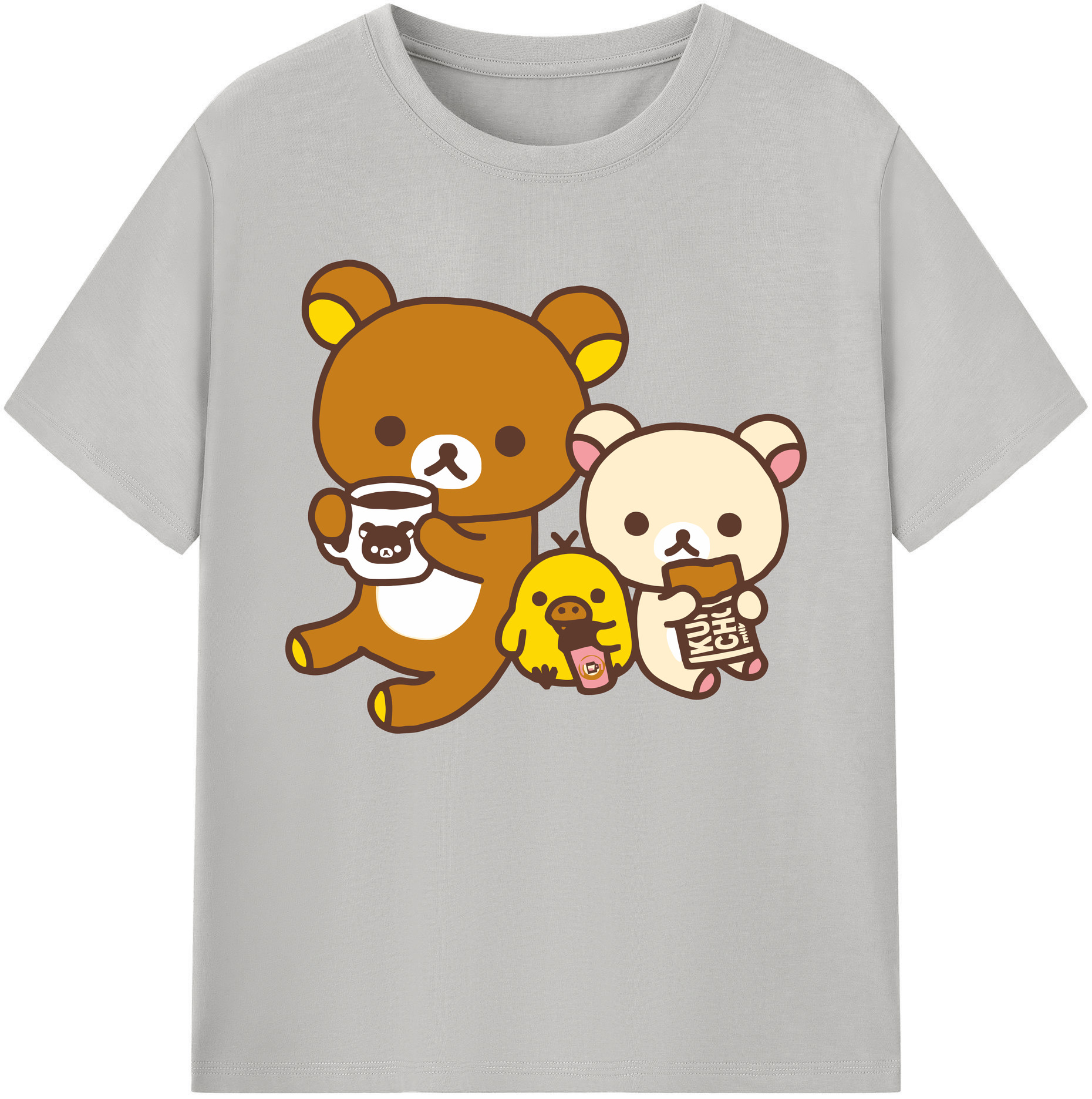 （画像用） リラックマ リラックマ キイロイトリ Rilakkuma Korilakkuma Kiiroitori 綿100％ メンズ半袖Tシャツ｜肌触りやわらか＆通気性