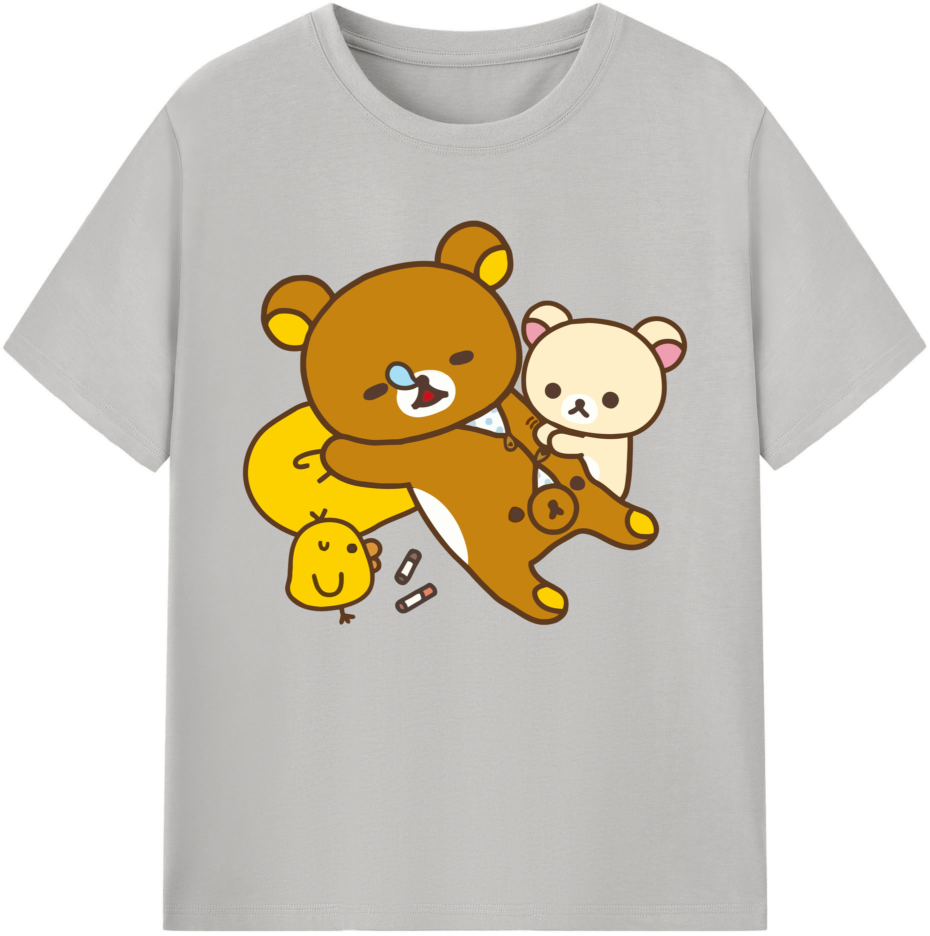 （画像用） リラックマ リラックマ キイロイトリ Rilakkuma Korilakkuma Kiiroitori 綿100％ メンズ半袖Tシャツ｜肌触りやわらか＆通気性