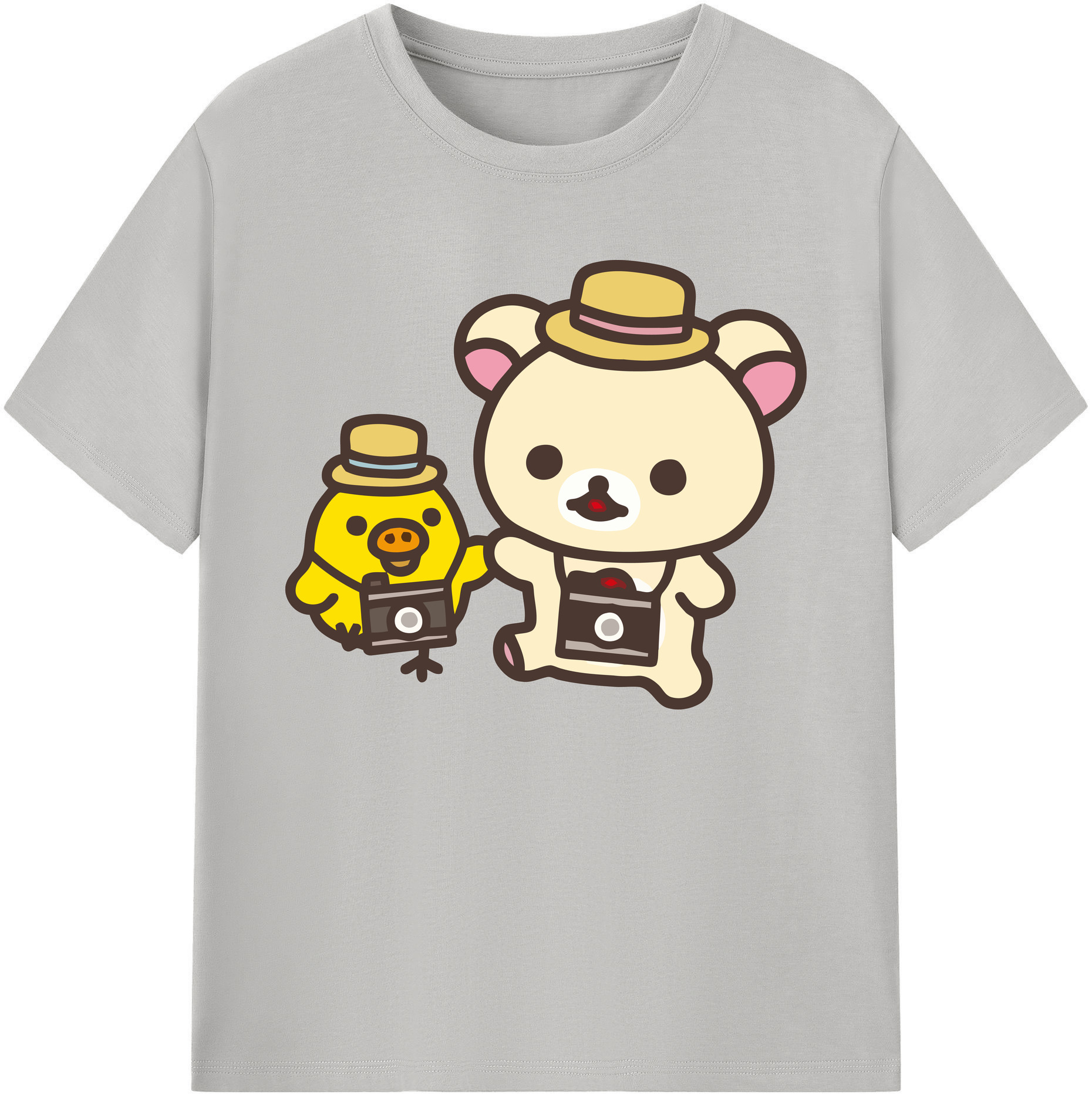 （画像用） リラックマ リラックマ キイロイトリ Rilakkuma Korilakkuma Kiiroitori 綿100％ メンズ半袖Tシャツ｜肌触りやわらか＆通気性