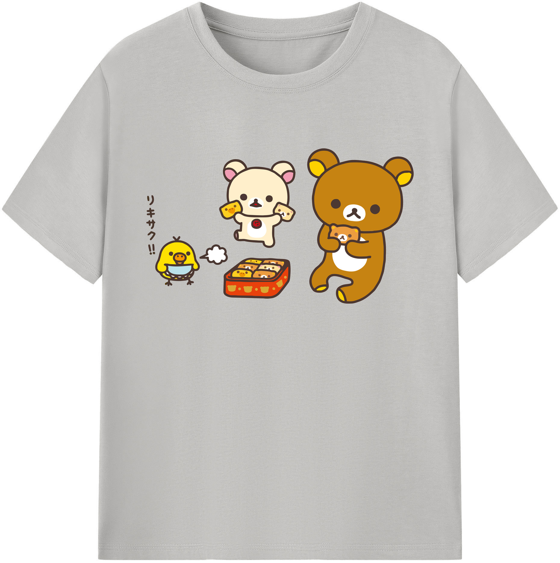 （画像用） リラックマ リラックマ キイロイトリ Rilakkuma Korilakkuma Kiiroitori 綿100％ メンズ半袖Tシャツ｜肌触りやわらか＆通気性