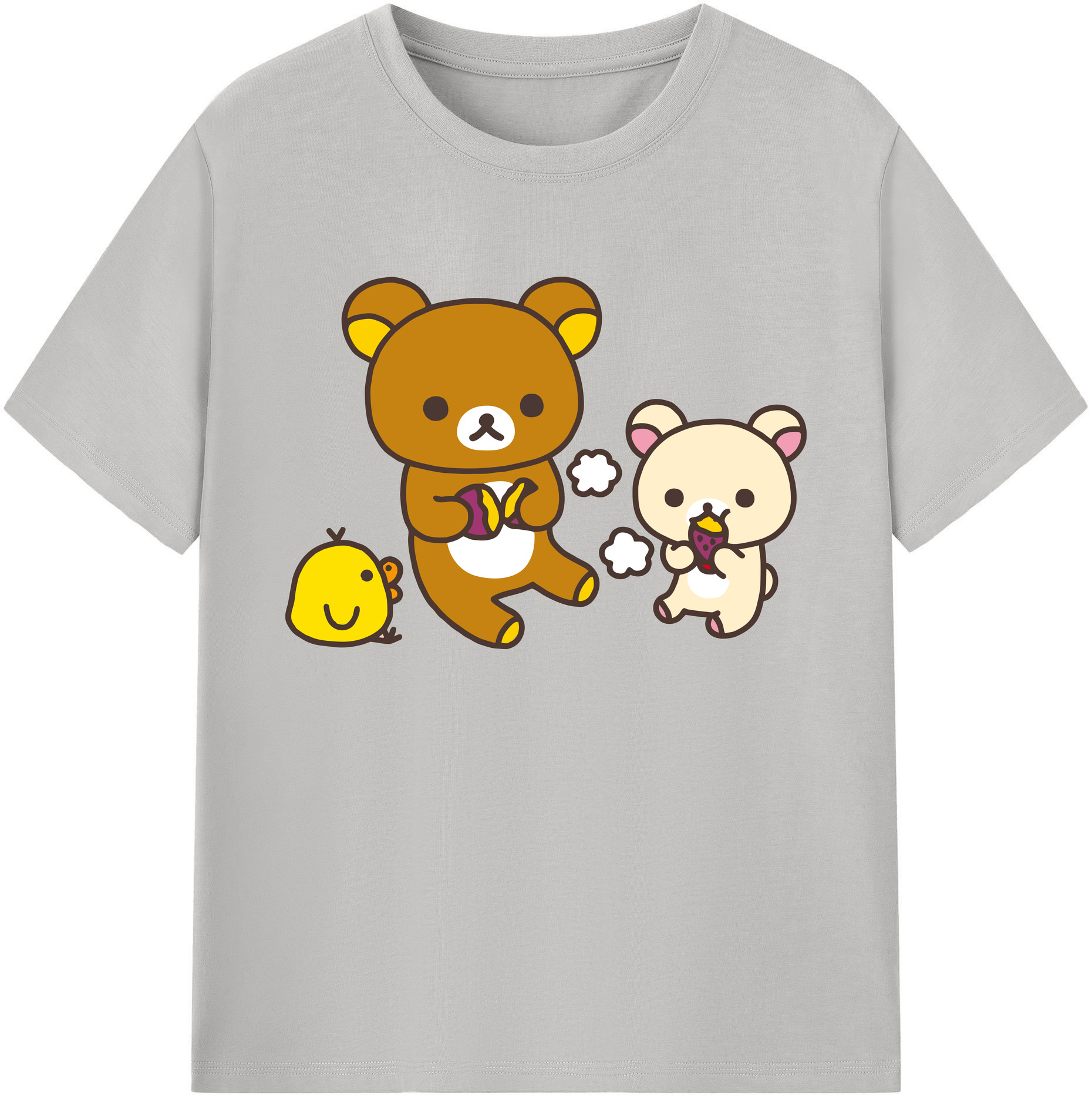 （画像用） リラックマ リラックマ キイロイトリ Rilakkuma Korilakkuma Kiiroitori 綿100％ メンズ半袖Tシャツ｜肌触りやわらか＆通気性