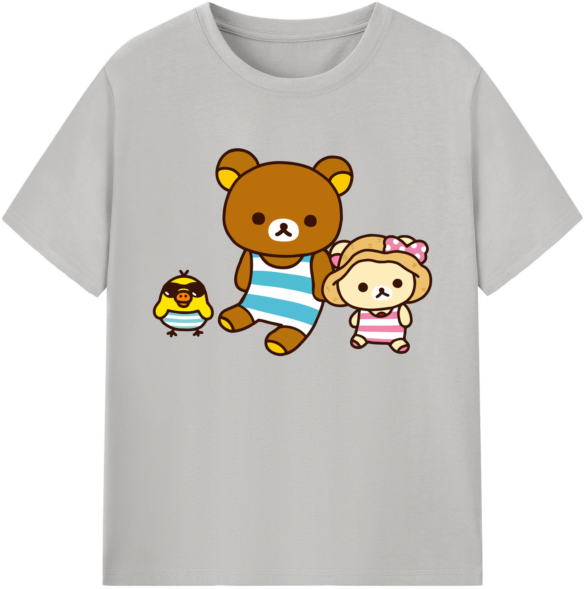 （画像用） リラックマ リラックマ キイロイトリ Rilakkuma Korilakkuma Kiiroitori 綿100％ メンズ半袖Tシャツ｜肌触りやわらか＆通気性