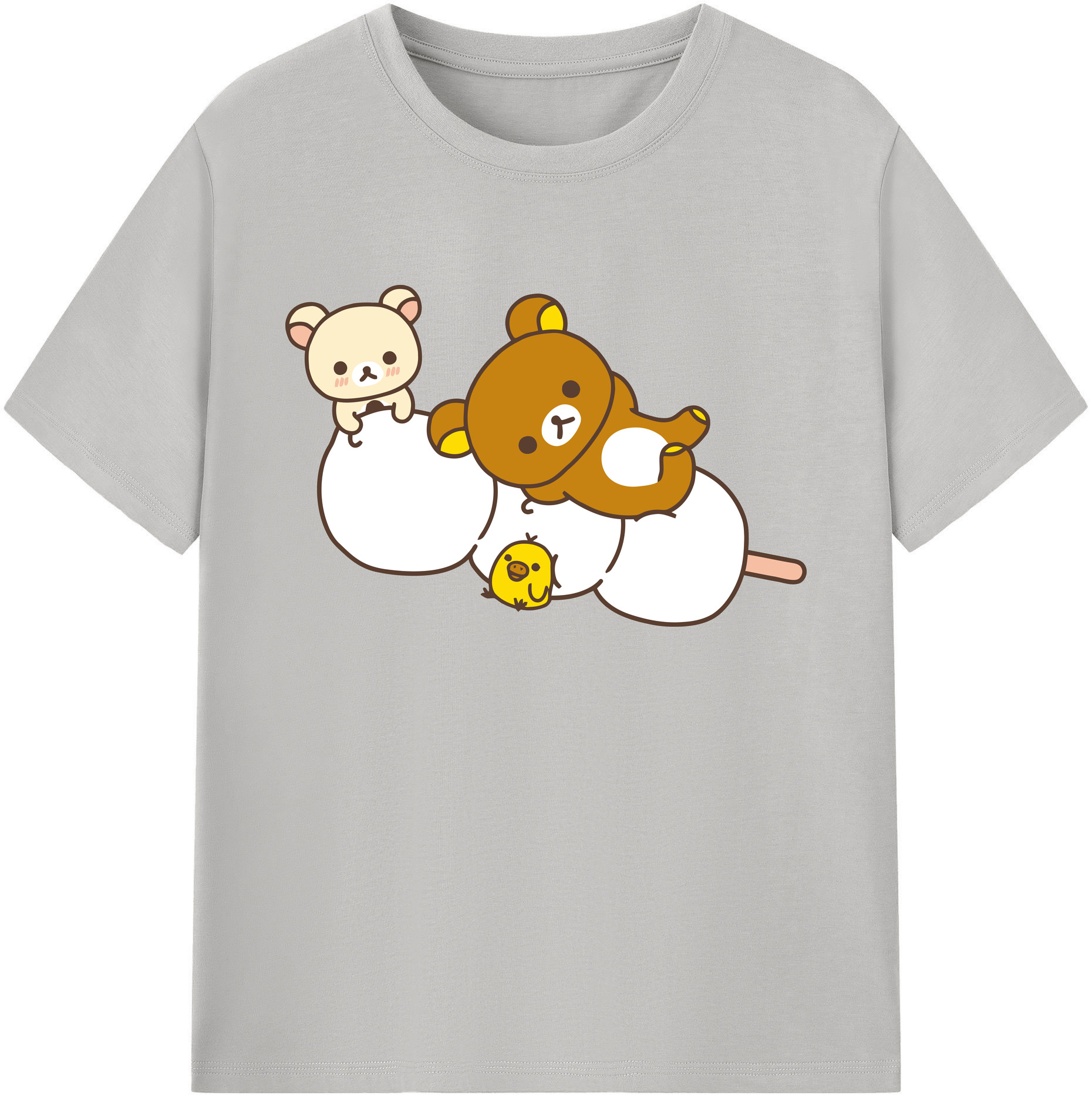 （画像用） リラックマ リラックマ キイロイトリ Rilakkuma Korilakkuma Kiiroitori 綿100％ メンズ半袖Tシャツ｜肌触りやわらか＆通気性