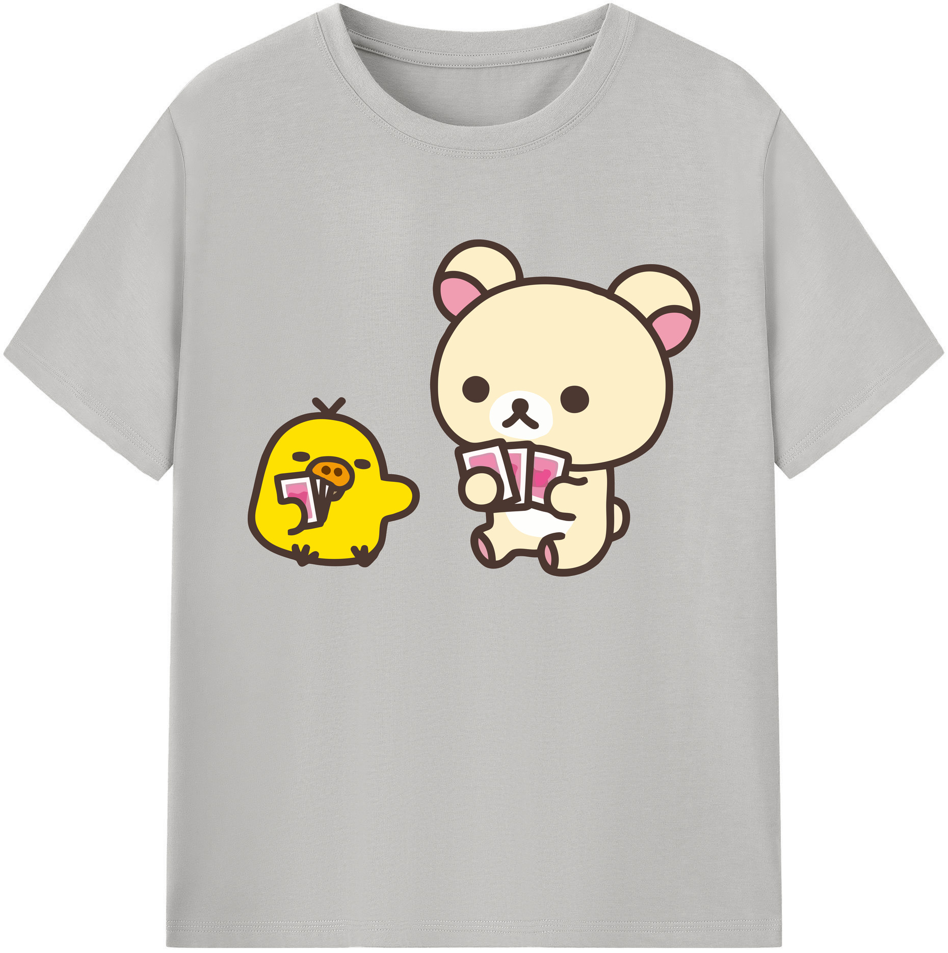 （画像用） リラックマ リラックマ キイロイトリ Rilakkuma Korilakkuma Kiiroitori 綿100％ メンズ半袖Tシャツ｜肌触りやわらか＆通気性