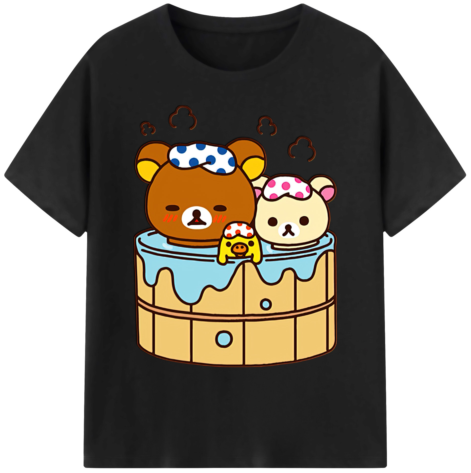 （画像用） リラックマ リラックマ キイロイトリ Rilakkuma Korilakkuma Kiiroitori 綿100％ メンズ半袖Tシャツ｜肌触りやわらか＆通気性