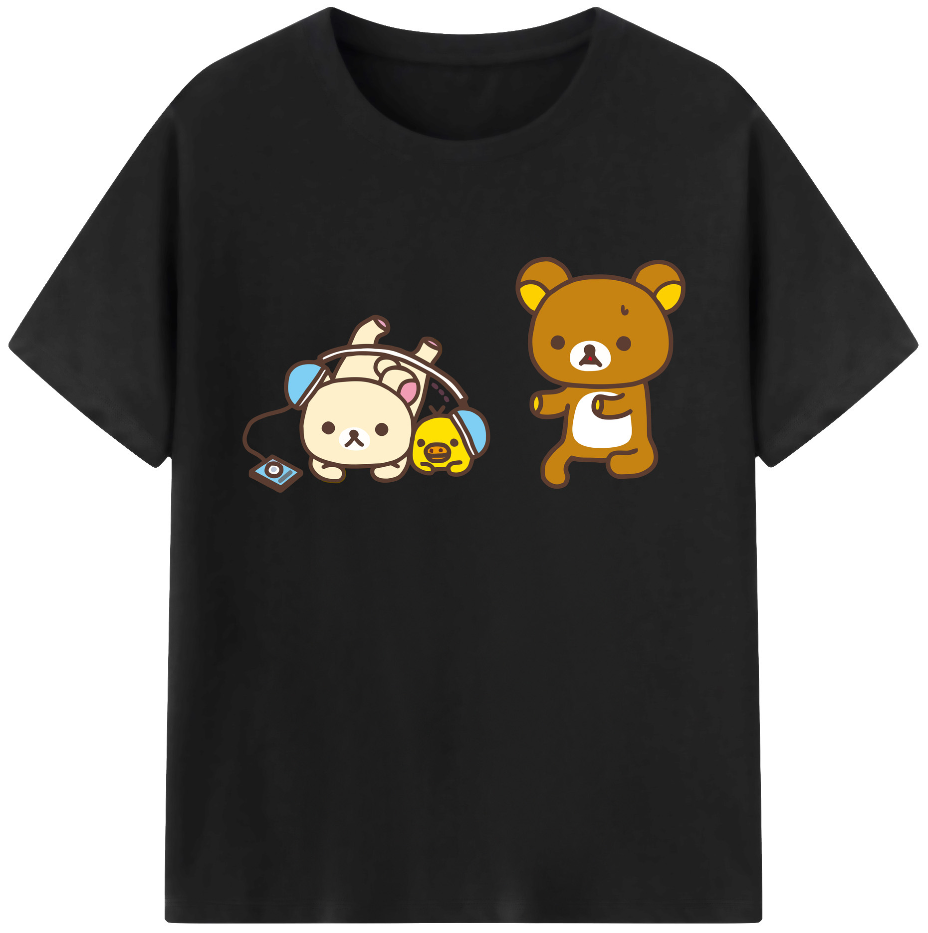 （画像用） リラックマ リラックマ キイロイトリ Rilakkuma Korilakkuma Kiiroitori 綿100％ メンズ半袖Tシャツ｜肌触りやわらか＆通気性