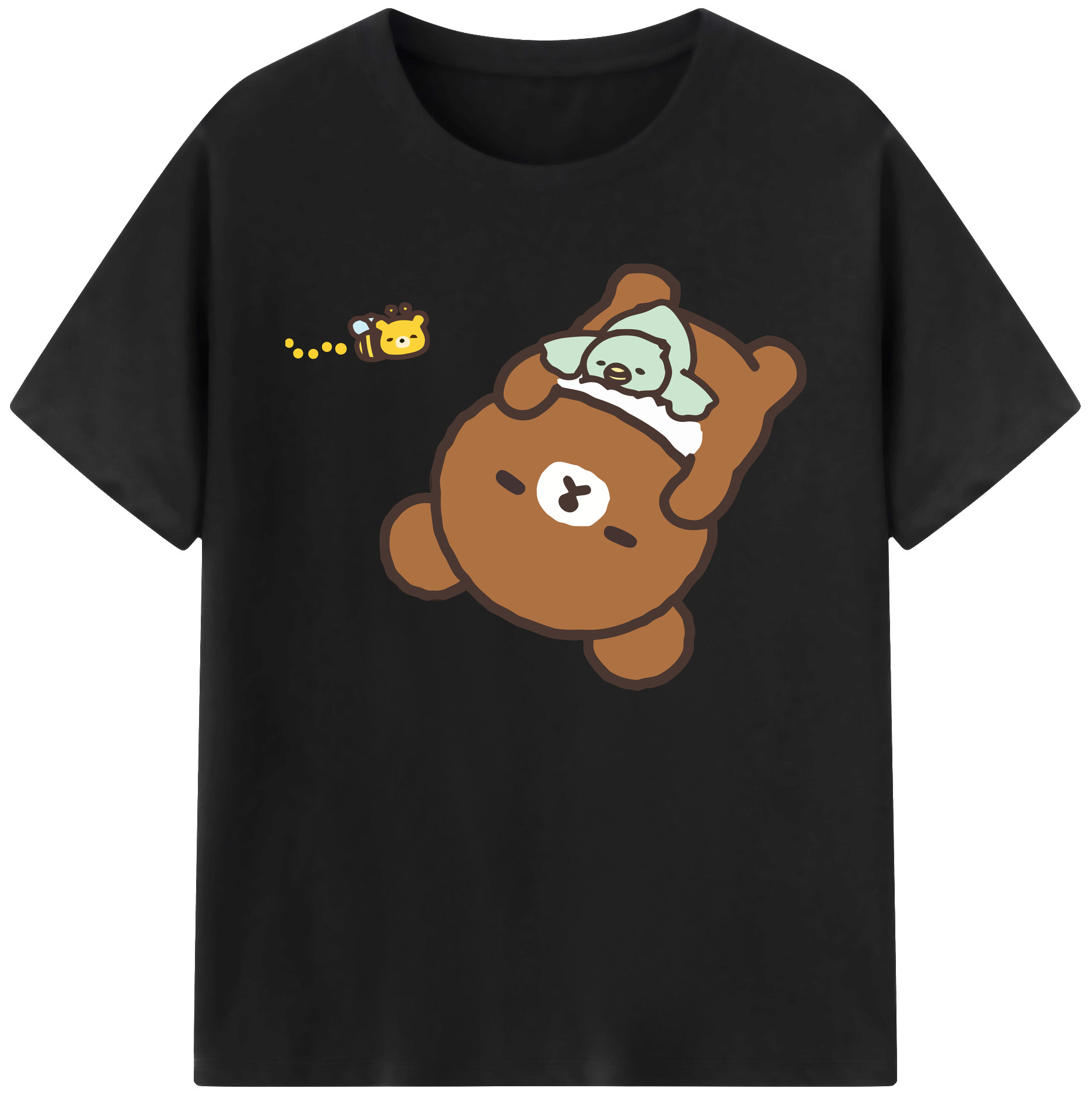 （画像用） リラックマ リラックマ キイロイトリ Rilakkuma Korilakkuma Kiiroitori 綿100％ メンズ半袖Tシャツ｜肌触りやわらか＆通気性