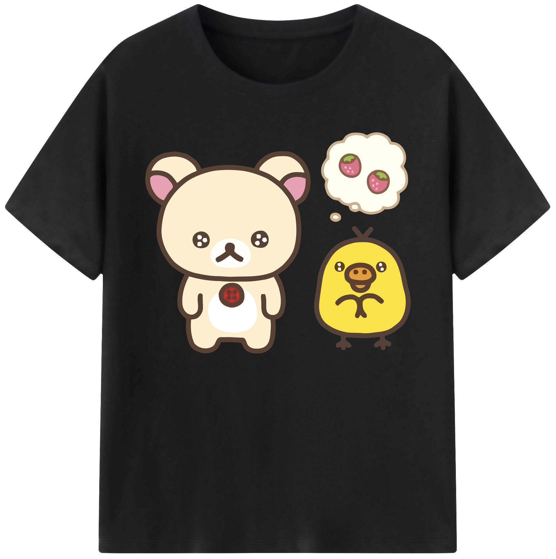 （画像用） リラックマ リラックマ キイロイトリ Rilakkuma Korilakkuma Kiiroitori 綿100％ メンズ半袖Tシャツ｜肌触りやわらか＆通気性