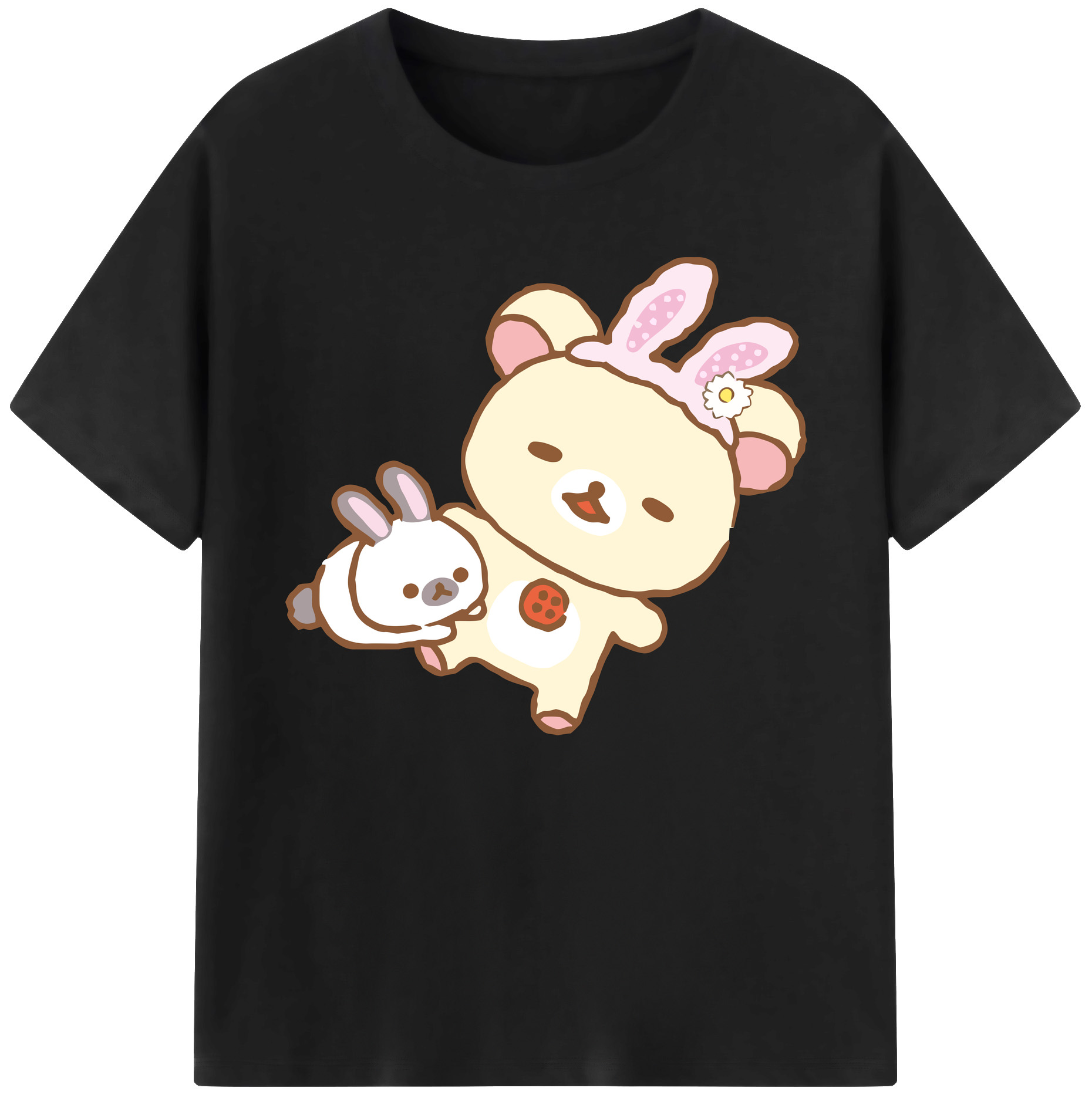 （画像用） リラックマ リラックマ キイロイトリ Rilakkuma Korilakkuma Kiiroitori 綿100％ メンズ半袖Tシャツ｜肌触りやわらか＆通気性