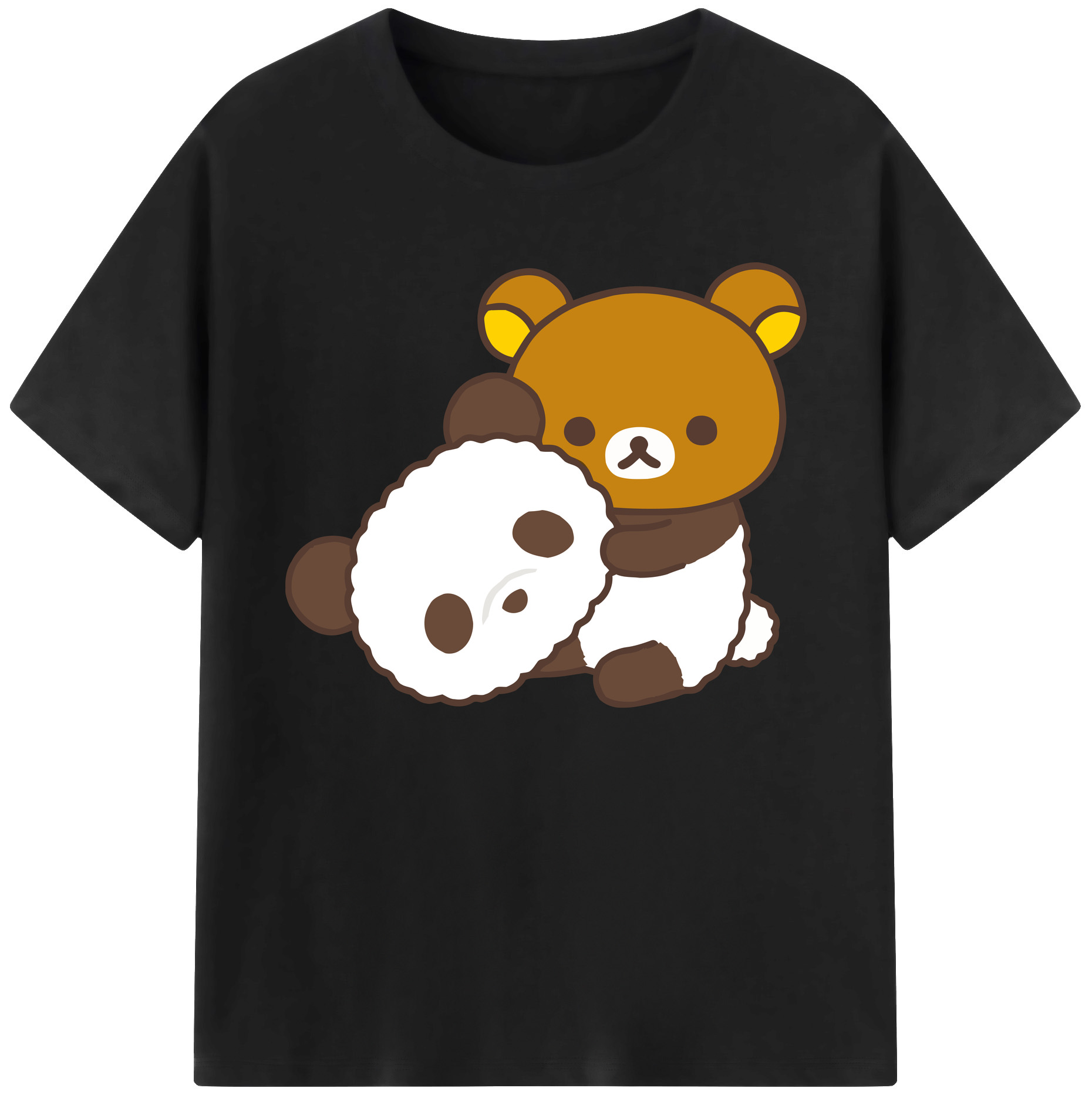 （画像用） リラックマ リラックマ キイロイトリ Rilakkuma Korilakkuma Kiiroitori 綿100％ メンズ半袖Tシャツ｜肌触りやわらか＆通気性