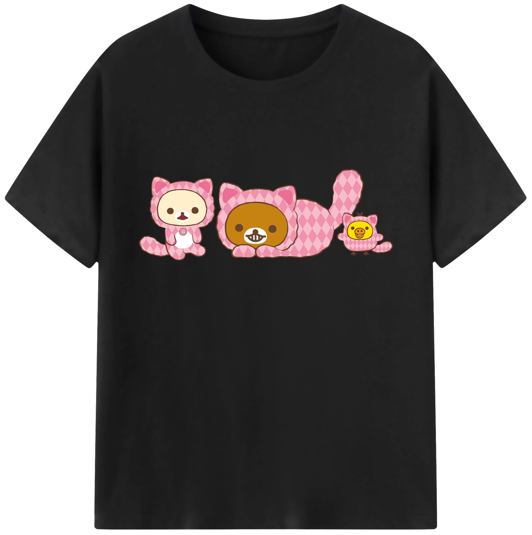 （画像用） リラックマ リラックマ キイロイトリ Rilakkuma Korilakkuma Kiiroitori 綿100％ メンズ半袖Tシャツ｜肌触りやわらか＆通気性