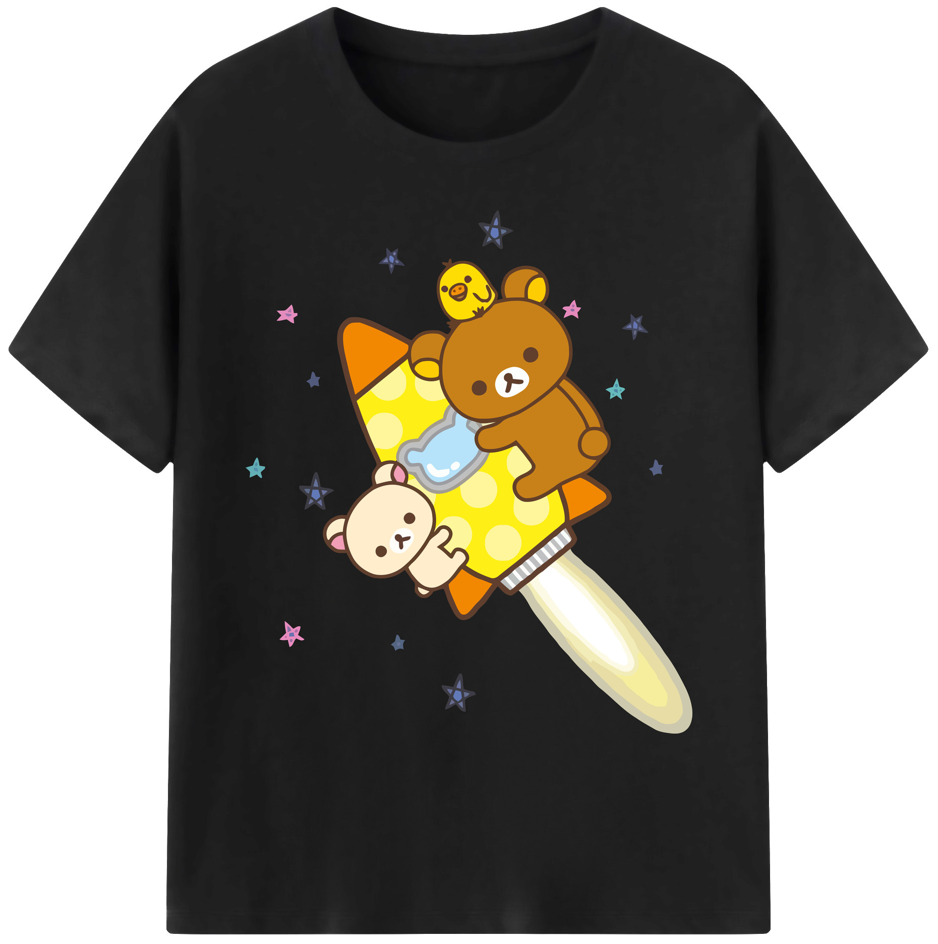 （画像用） リラックマ リラックマ キイロイトリ Rilakkuma Korilakkuma Kiiroitori 綿100％ メンズ半袖Tシャツ｜肌触りやわらか＆通気性