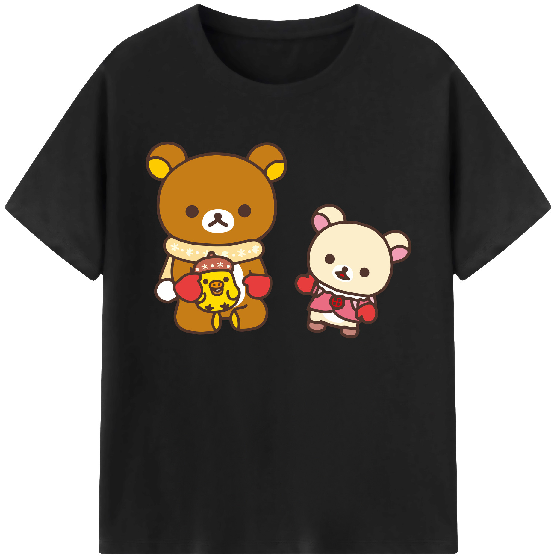 （画像用） リラックマ リラックマ キイロイトリ Rilakkuma Korilakkuma Kiiroitori 綿100％ メンズ半袖Tシャツ｜肌触りやわらか＆通気性