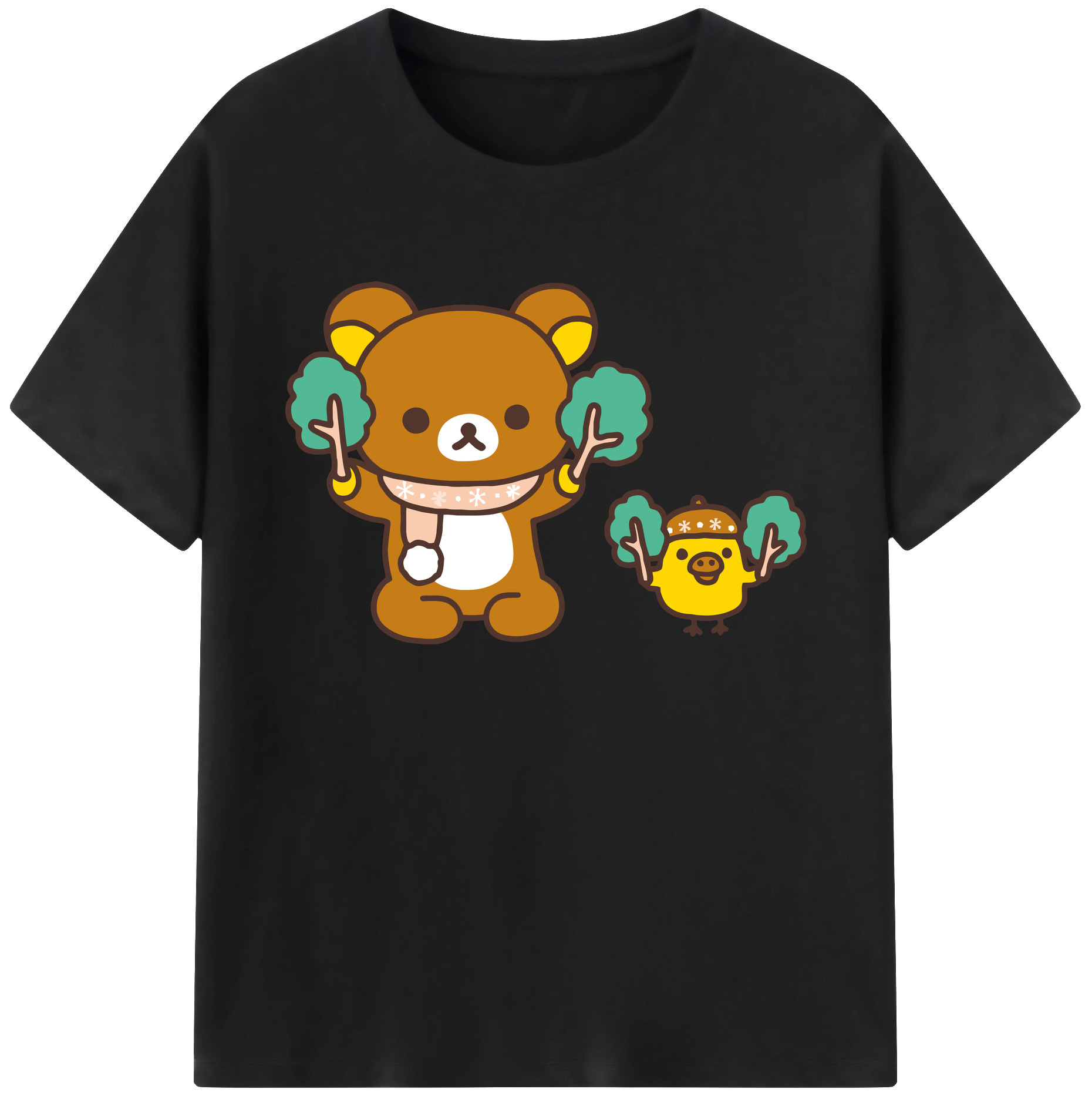 （画像用） リラックマ リラックマ キイロイトリ Rilakkuma Korilakkuma Kiiroitori 綿100％ メンズ半袖Tシャツ｜肌触りやわらか＆通気性
