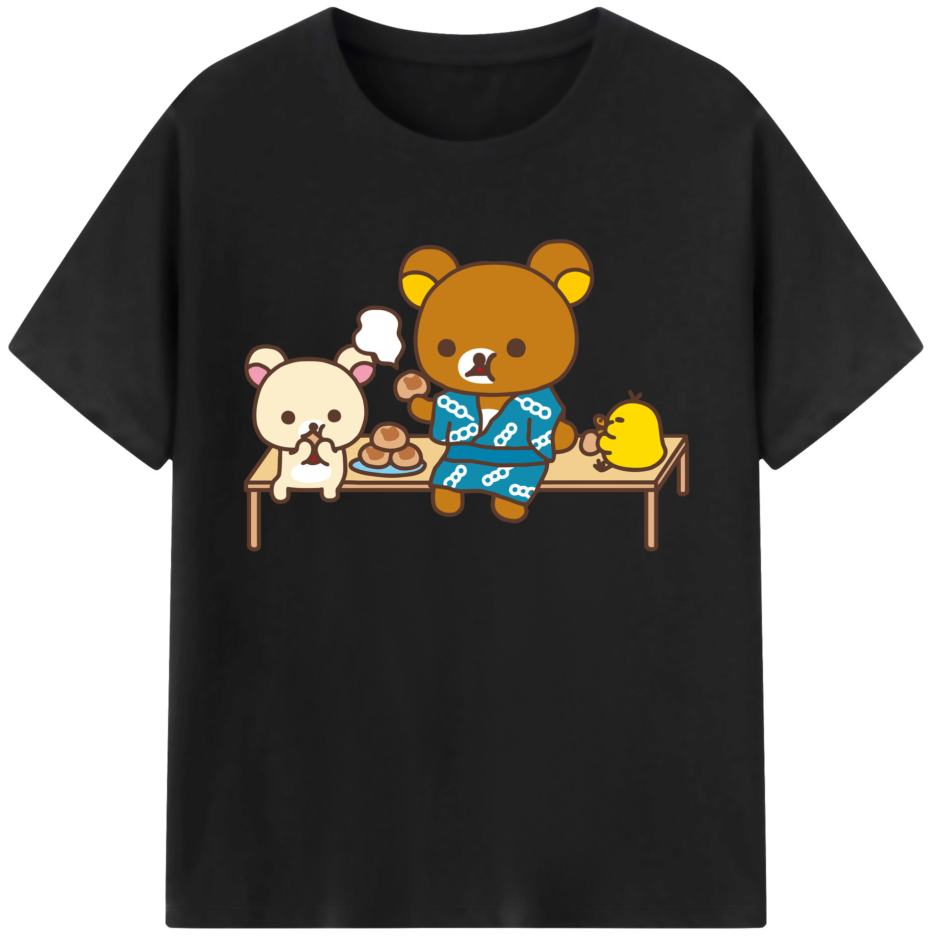 （画像用） リラックマ リラックマ キイロイトリ Rilakkuma Korilakkuma Kiiroitori 綿100％ メンズ半袖Tシャツ｜肌触りやわらか＆通気性