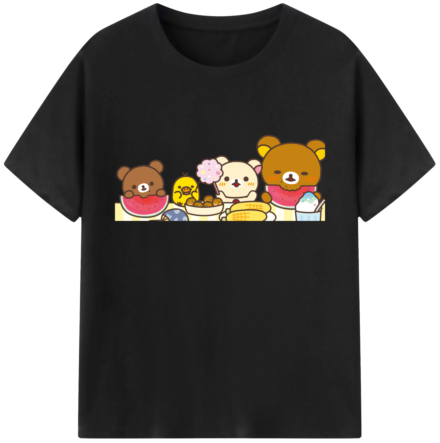 （画像用） リラックマ リラックマ キイロイトリ Rilakkuma Korilakkuma Kiiroitori 綿100％ メンズ半袖Tシャツ｜肌触りやわらか＆通気性