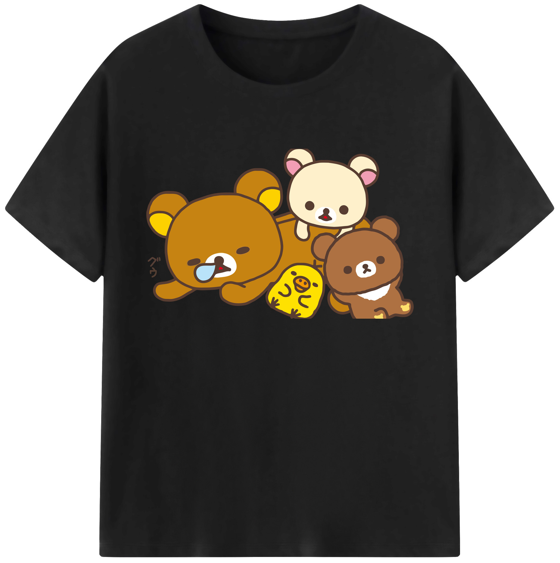 （画像用） リラックマ リラックマ キイロイトリ Rilakkuma Korilakkuma Kiiroitori 綿100％ メンズ半袖Tシャツ｜肌触りやわらか＆通気性