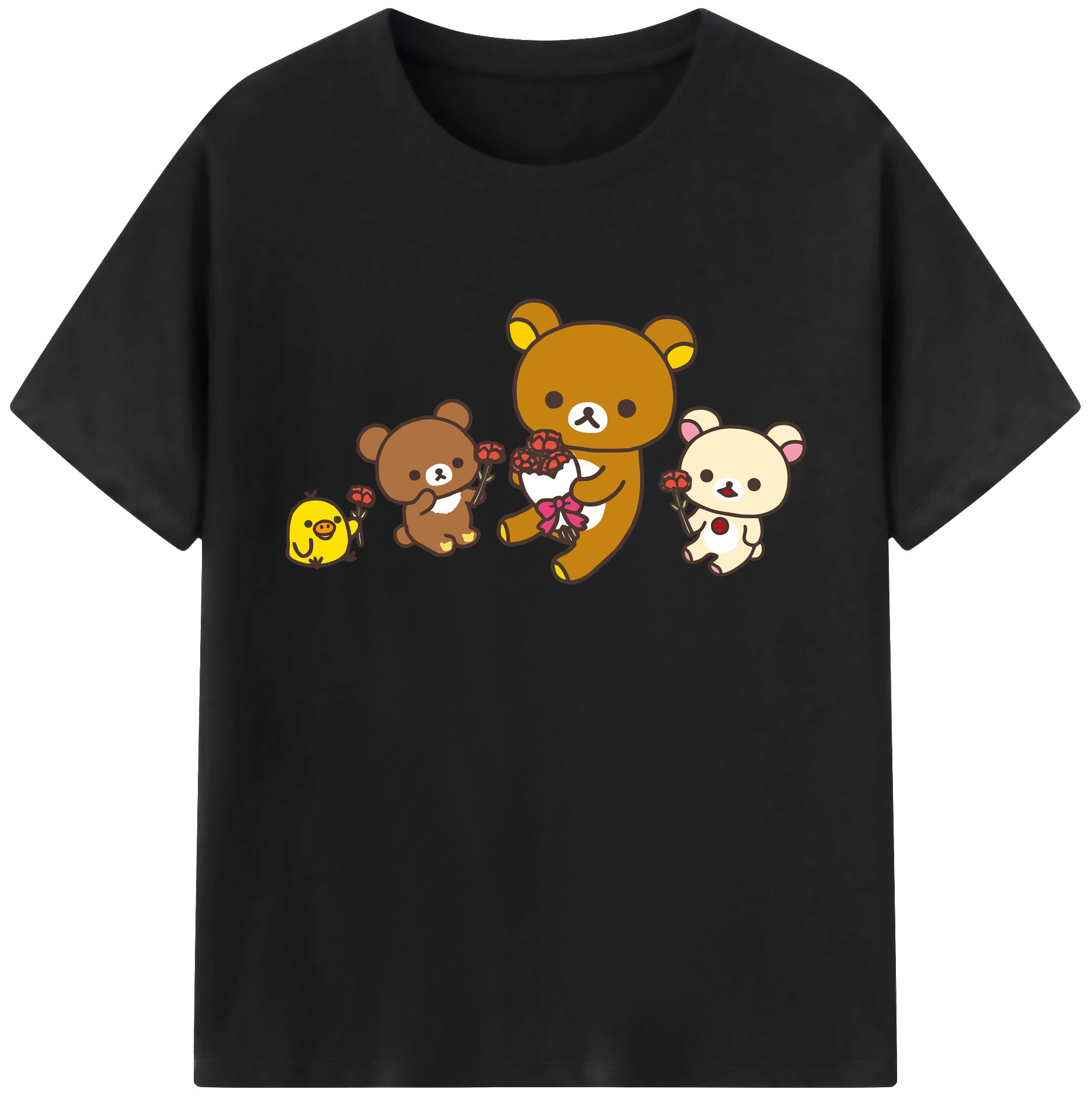 （画像用） リラックマ リラックマ キイロイトリ Rilakkuma Korilakkuma Kiiroitori 綿100％ メンズ半袖Tシャツ｜肌触りやわらか＆通気性