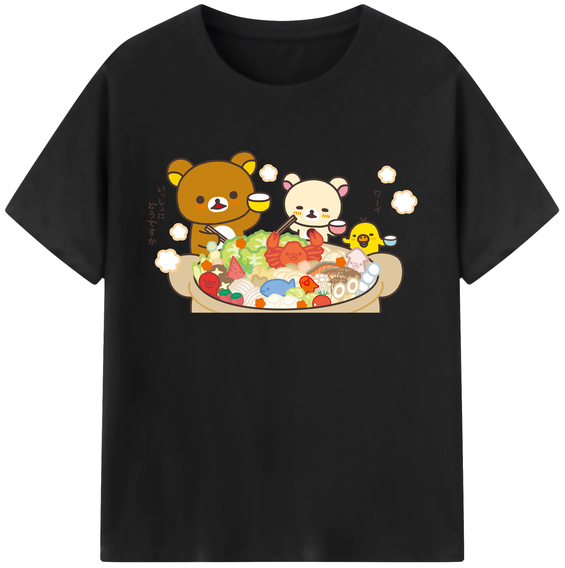 （画像用） リラックマ リラックマ キイロイトリ Rilakkuma Korilakkuma Kiiroitori 綿100％ メンズ半袖Tシャツ｜肌触りやわらか＆通気性