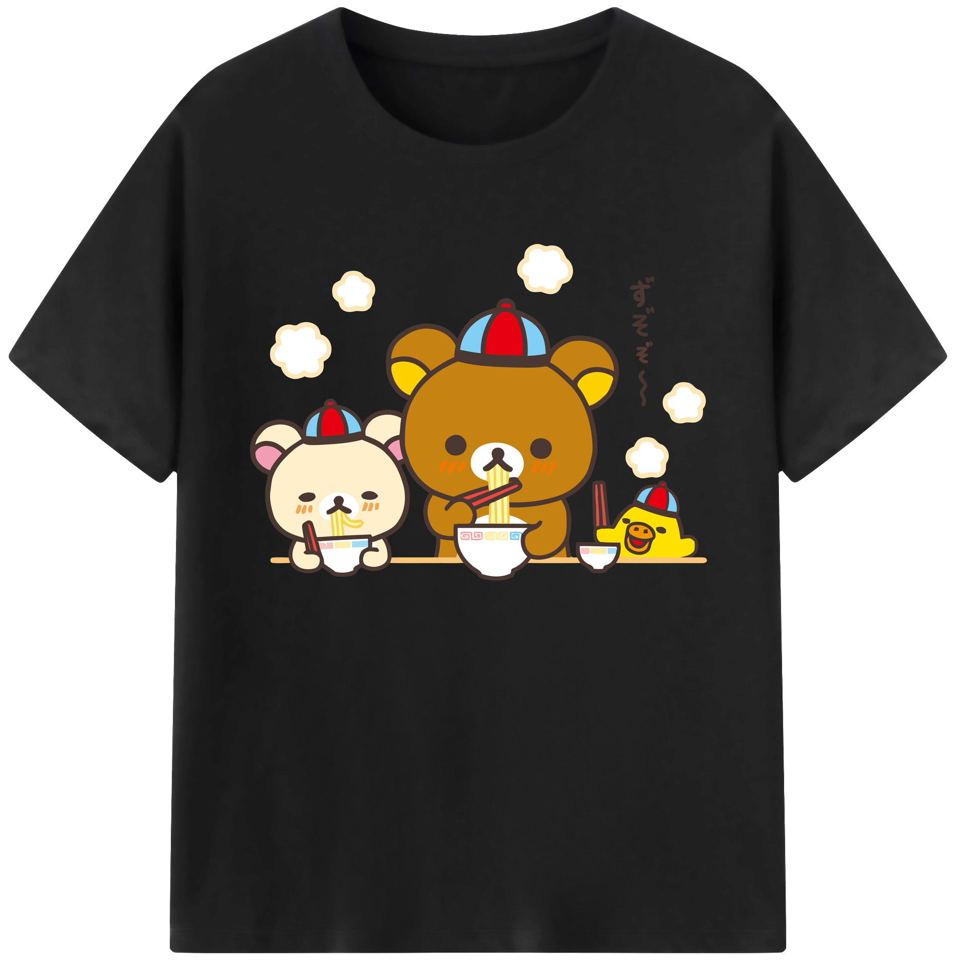 （画像用） リラックマ リラックマ キイロイトリ Rilakkuma Korilakkuma Kiiroitori 綿100％ メンズ半袖Tシャツ｜肌触りやわらか＆通気性