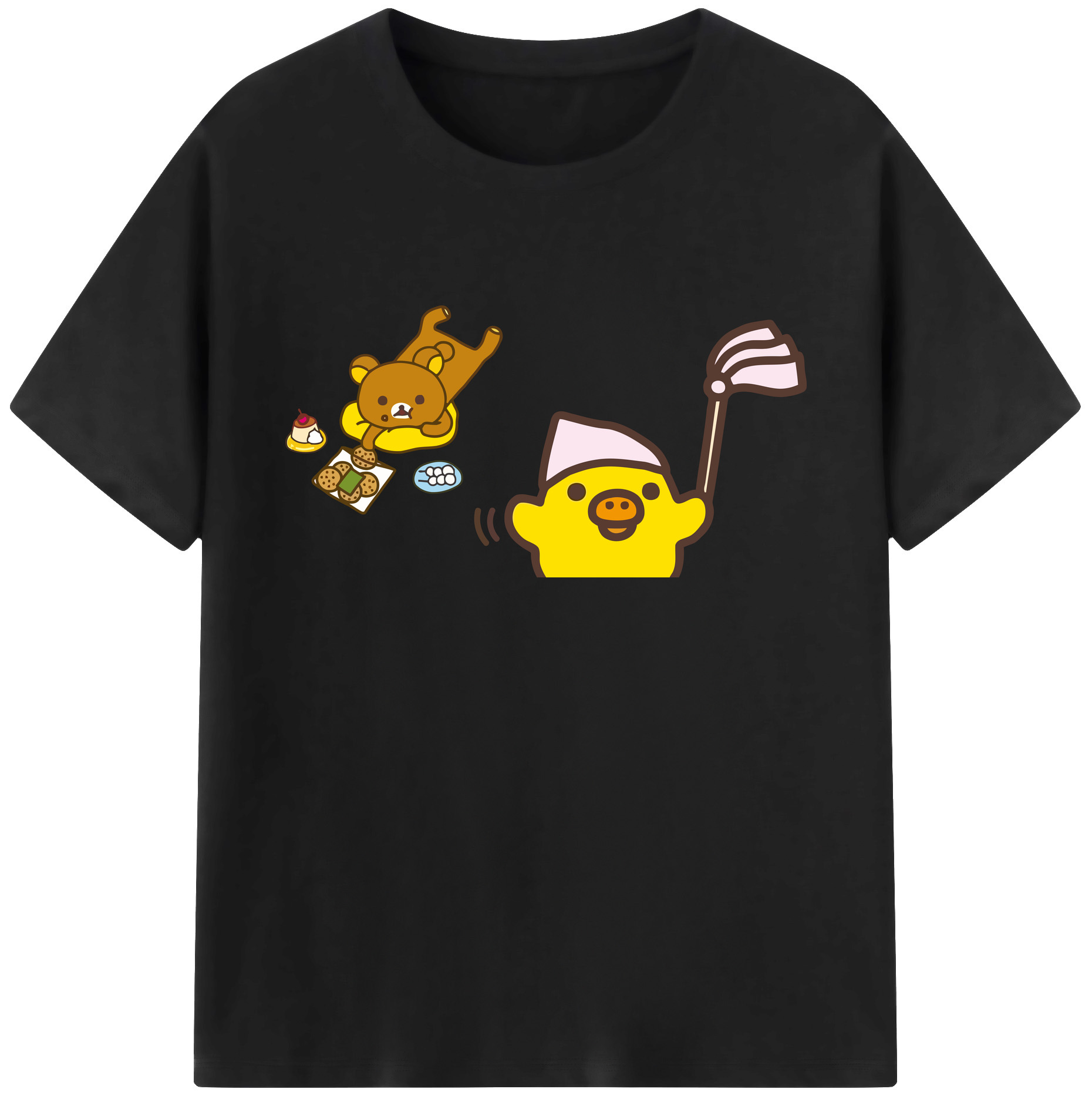 （画像用） リラックマ リラックマ キイロイトリ Rilakkuma Korilakkuma Kiiroitori 綿100％ メンズ半袖Tシャツ｜肌触りやわらか＆通気性