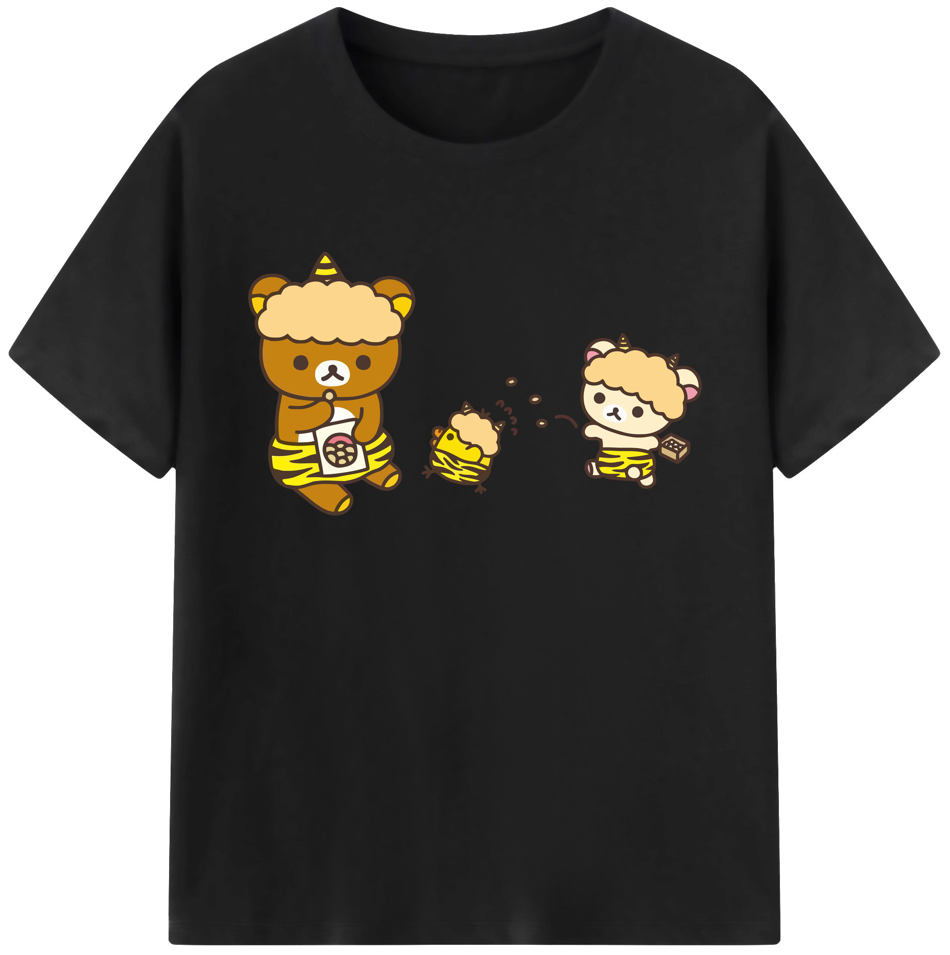 （画像用） リラックマ リラックマ キイロイトリ Rilakkuma Korilakkuma Kiiroitori 綿100％ メンズ半袖Tシャツ｜肌触りやわらか＆通気性