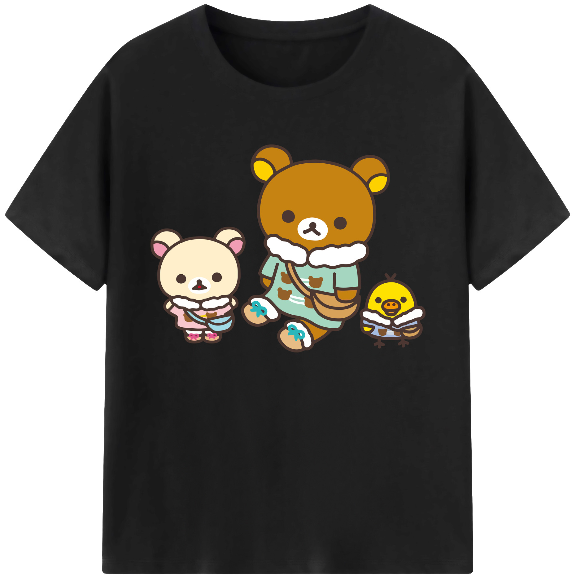（画像用） リラックマ リラックマ キイロイトリ Rilakkuma Korilakkuma Kiiroitori 綿100％ メンズ半袖Tシャツ｜肌触りやわらか＆通気性