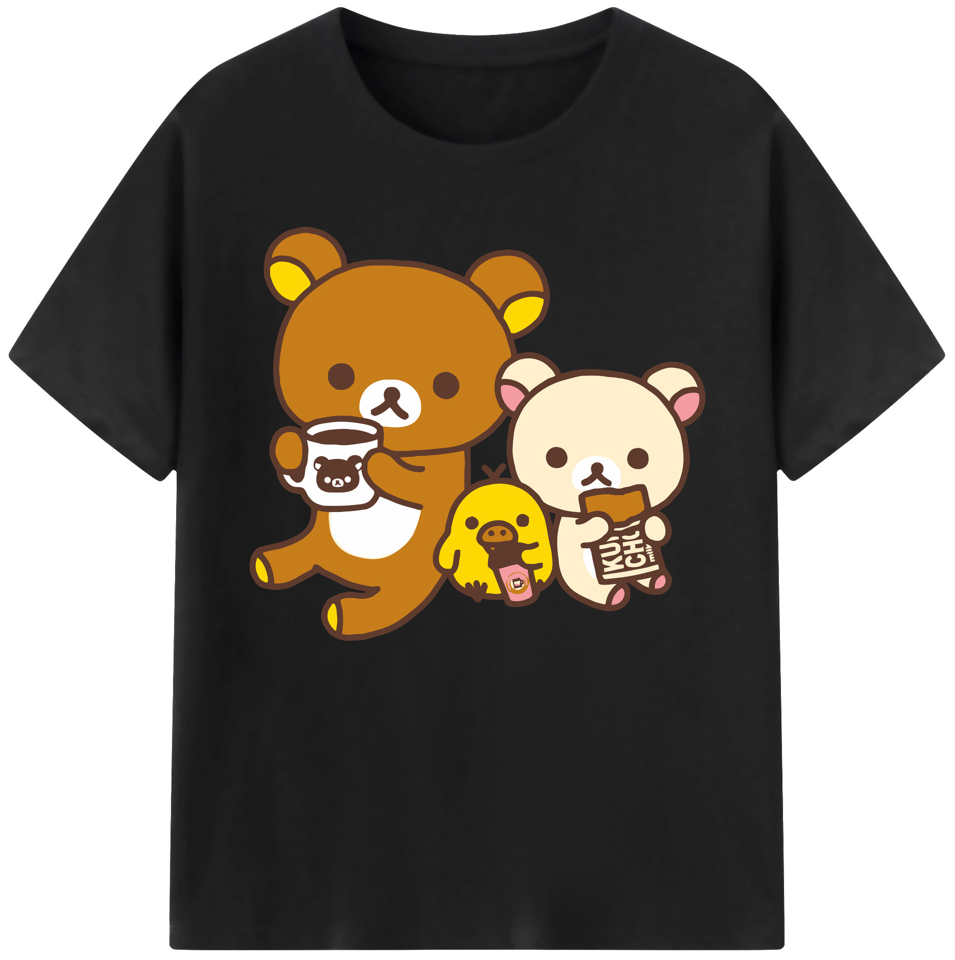 （画像用） リラックマ リラックマ キイロイトリ Rilakkuma Korilakkuma Kiiroitori 綿100％ メンズ半袖Tシャツ｜肌触りやわらか＆通気性