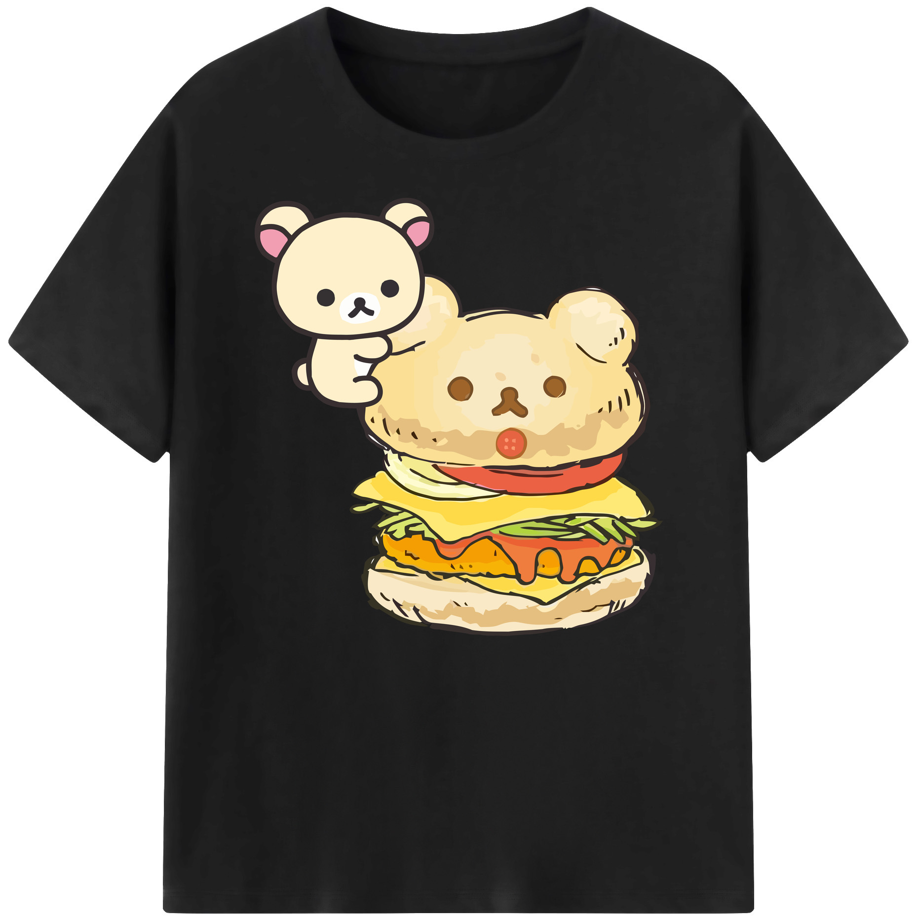 （画像用） リラックマ リラックマ キイロイトリ Rilakkuma Korilakkuma Kiiroitori 綿100％ メンズ半袖Tシャツ｜肌触りやわらか＆通気性