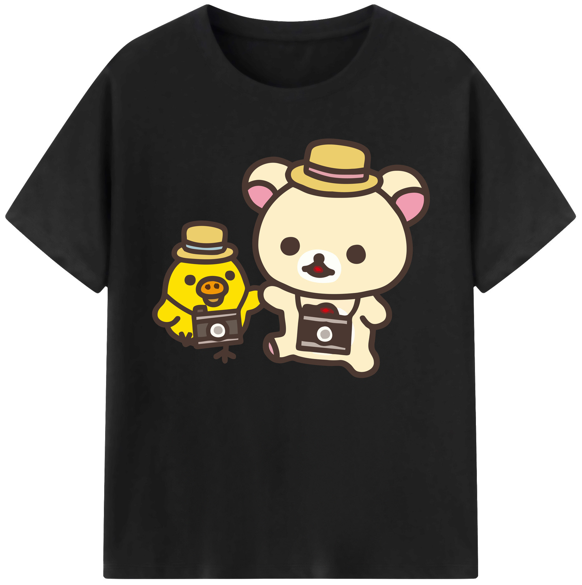 （画像用） リラックマ リラックマ キイロイトリ Rilakkuma Korilakkuma Kiiroitori 綿100％ メンズ半袖Tシャツ｜肌触りやわらか＆通気性