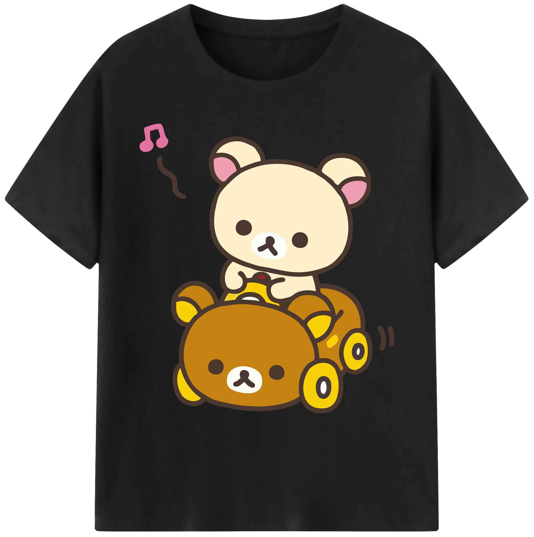 （画像用） リラックマ リラックマ キイロイトリ Rilakkuma Korilakkuma Kiiroitori 綿100％ メンズ半袖Tシャツ｜肌触りやわらか＆通気性