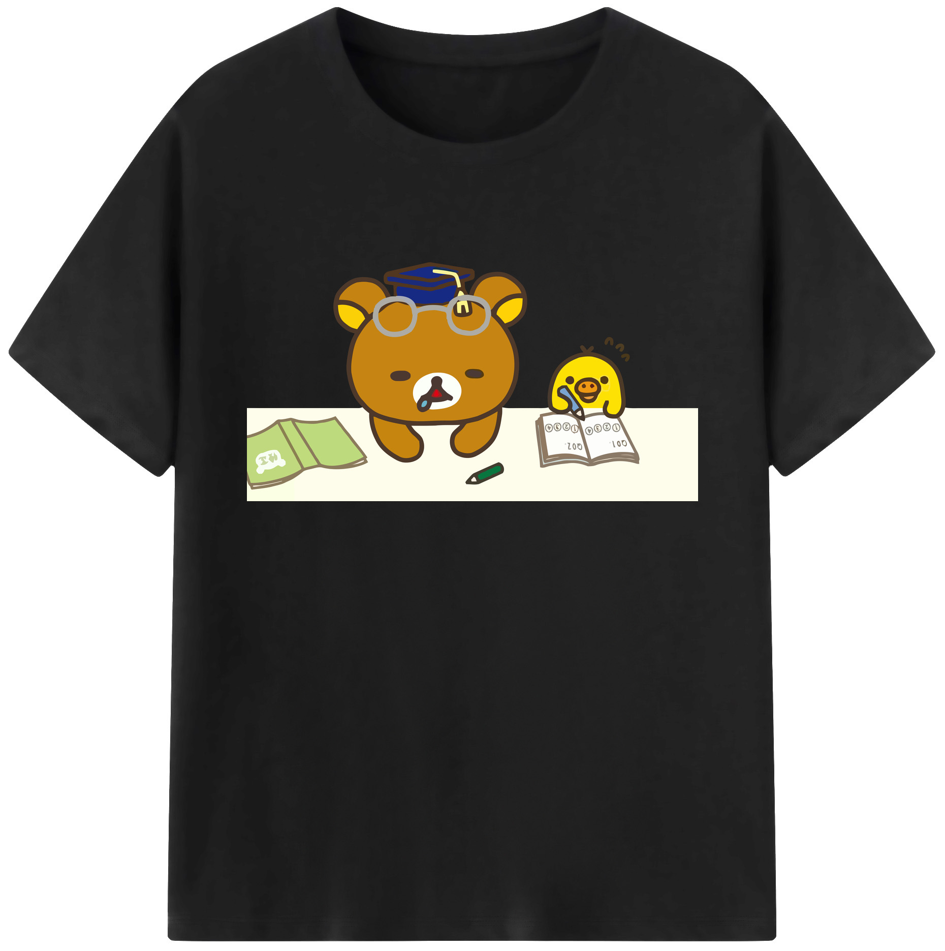 （画像用） リラックマ リラックマ キイロイトリ Rilakkuma Korilakkuma Kiiroitori 綿100％ メンズ半袖Tシャツ｜肌触りやわらか＆通気性