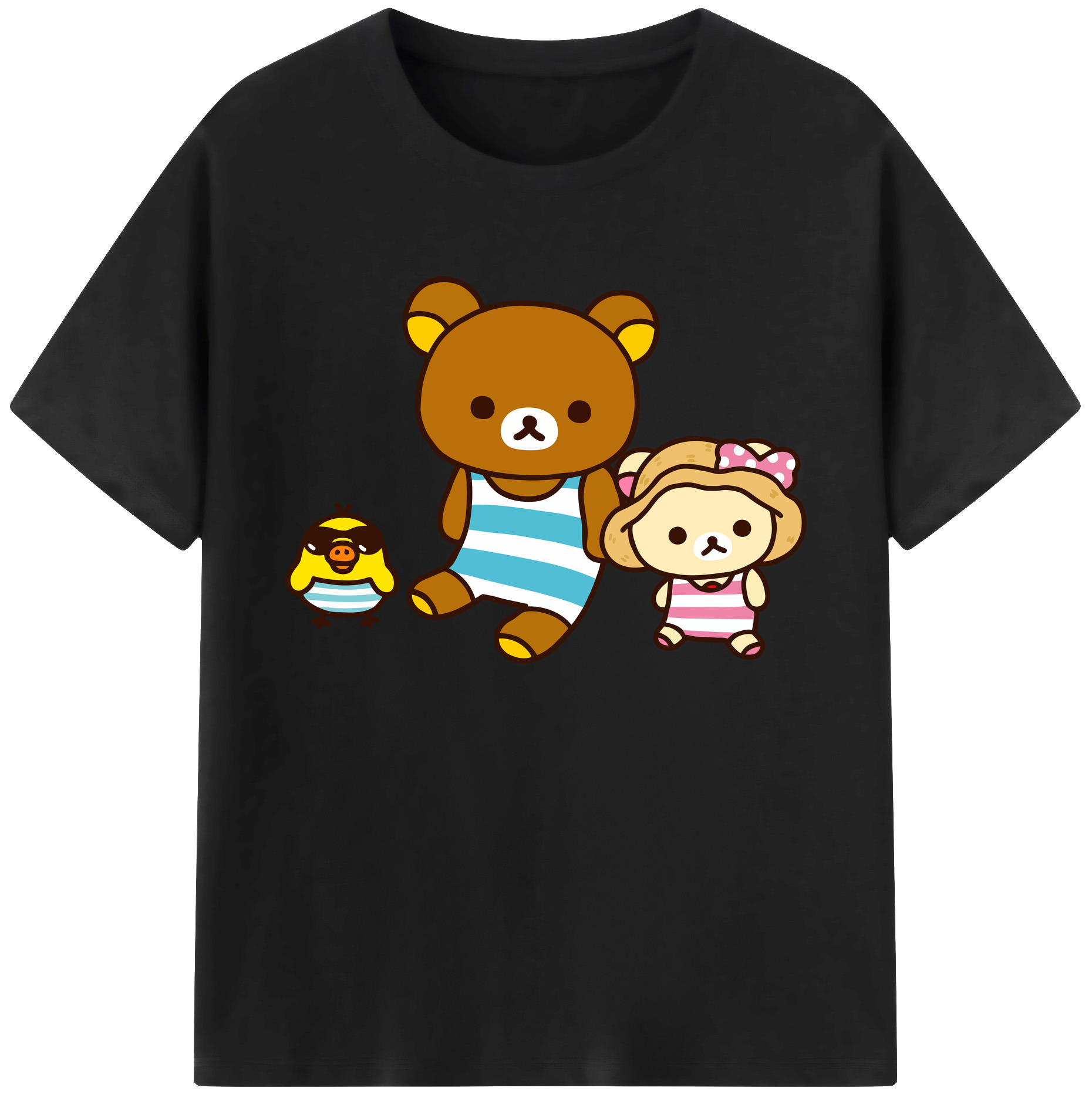 （画像用） リラックマ リラックマ キイロイトリ Rilakkuma Korilakkuma Kiiroitori 綿100％ メンズ半袖Tシャツ｜肌触りやわらか＆通気性