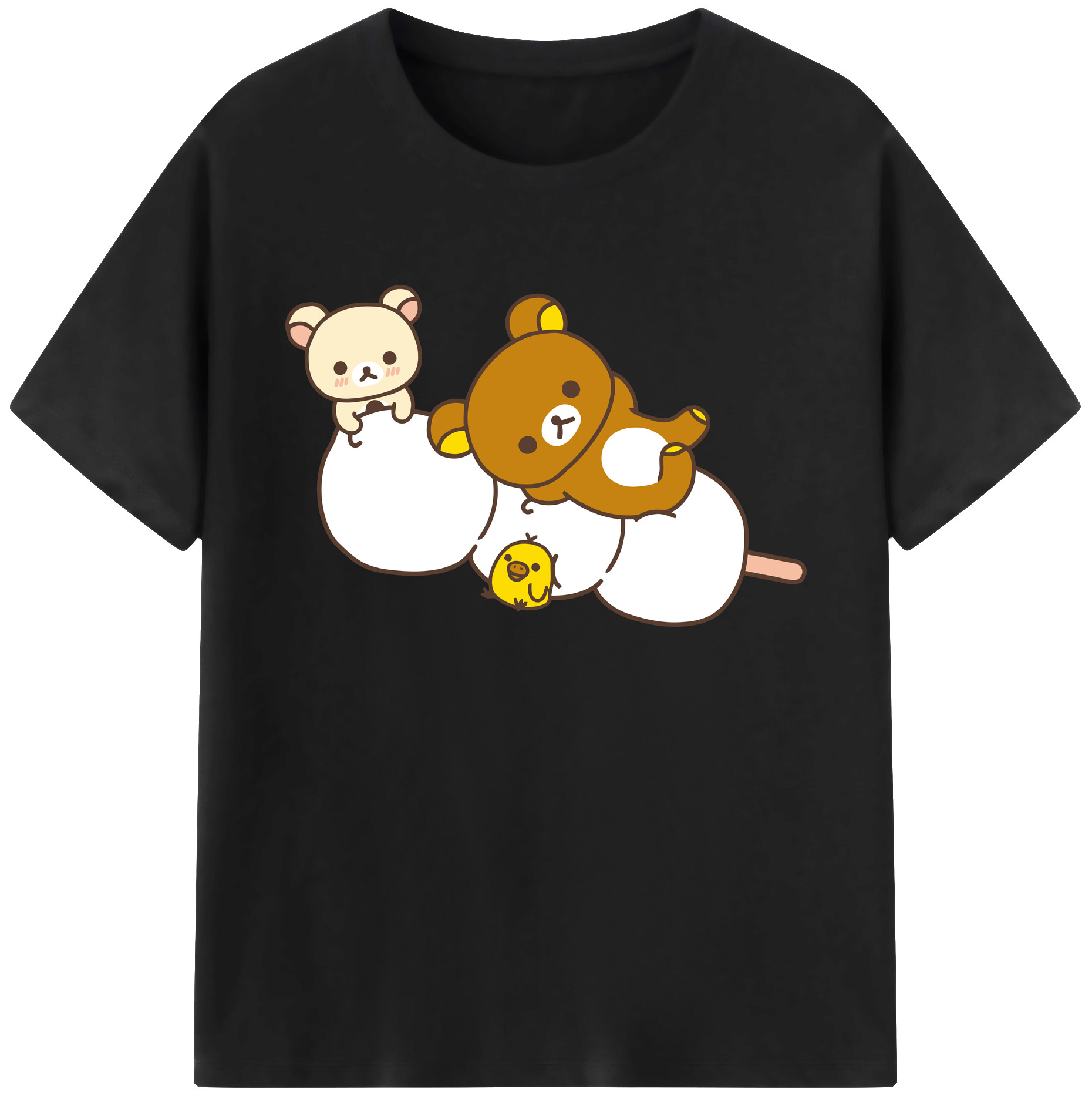 （画像用） リラックマ リラックマ キイロイトリ Rilakkuma Korilakkuma Kiiroitori 綿100％ メンズ半袖Tシャツ｜肌触りやわらか＆通気性