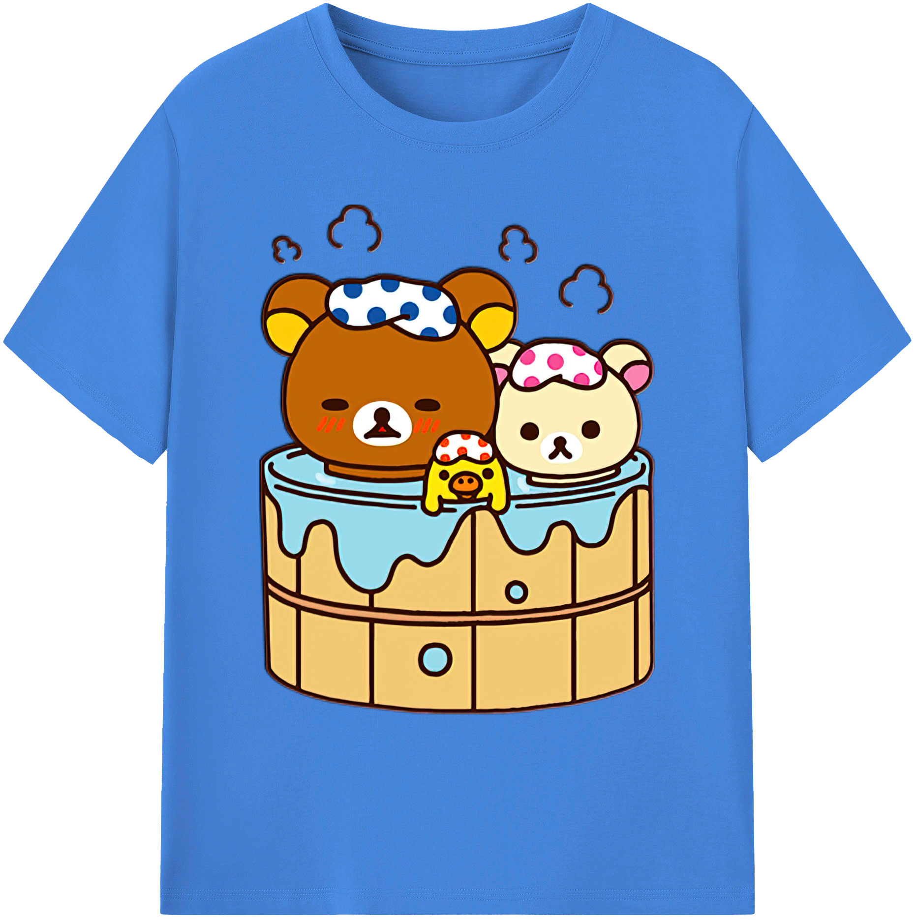 （画像用） リラックマ リラックマ キイロイトリ Rilakkuma Korilakkuma Kiiroitori 綿100％ メンズ半袖Tシャツ｜肌触りやわらか＆通気性