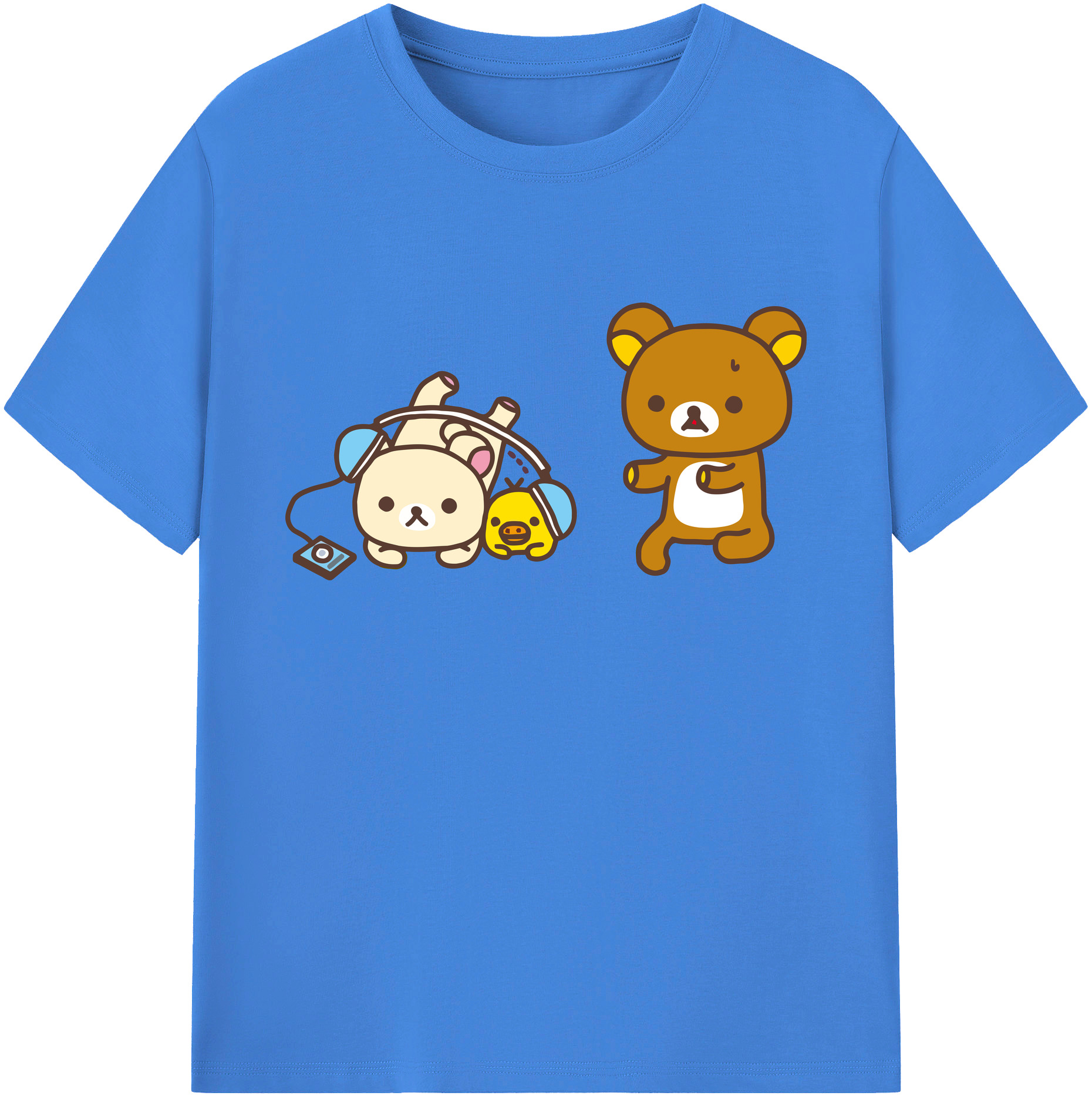 （画像用） リラックマ リラックマ キイロイトリ Rilakkuma Korilakkuma Kiiroitori 綿100％ メンズ半袖Tシャツ｜肌触りやわらか＆通気性