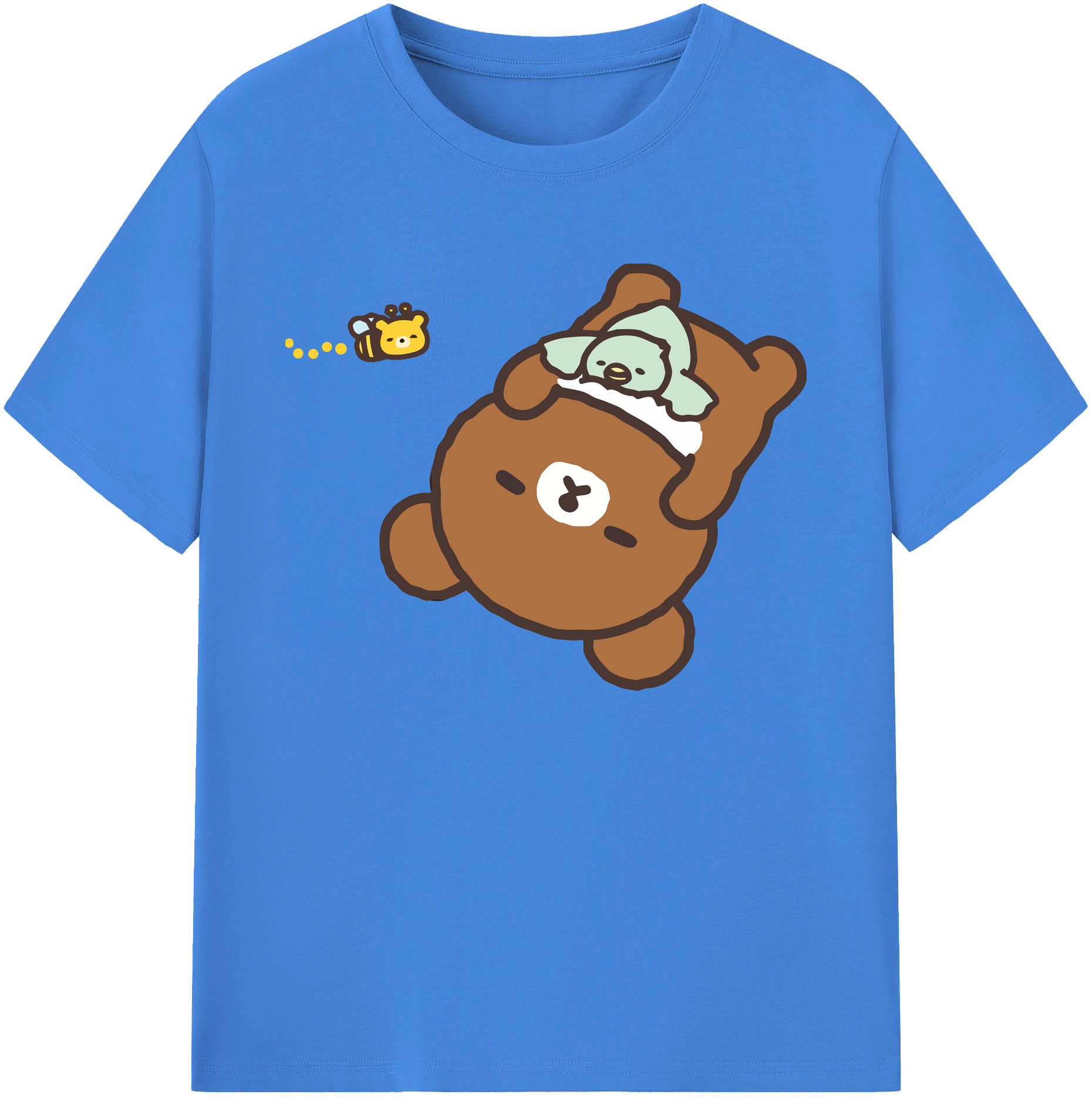 （画像用） リラックマ リラックマ キイロイトリ Rilakkuma Korilakkuma Kiiroitori 綿100％ メンズ半袖Tシャツ｜肌触りやわらか＆通気性