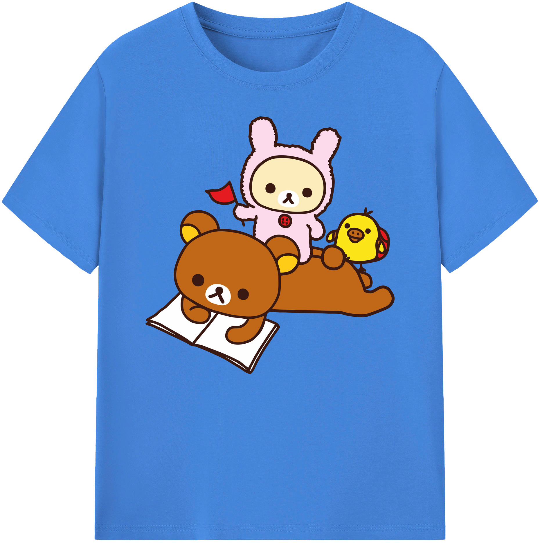 （画像用） リラックマ リラックマ キイロイトリ Rilakkuma Korilakkuma Kiiroitori 綿100％ メンズ半袖Tシャツ｜肌触りやわらか＆通気性