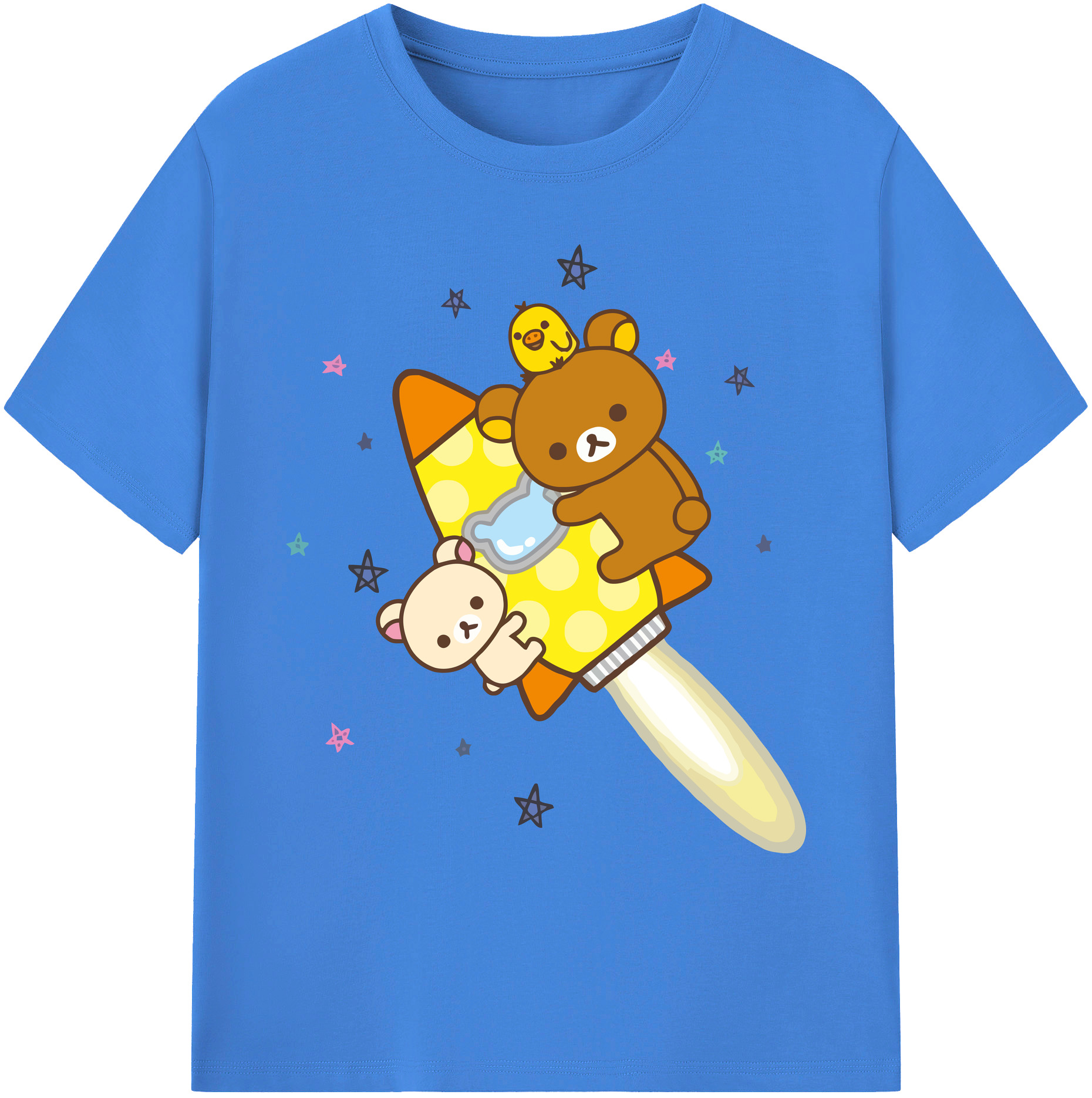 （画像用） リラックマ リラックマ キイロイトリ Rilakkuma Korilakkuma Kiiroitori 綿100％ メンズ半袖Tシャツ｜肌触りやわらか＆通気性