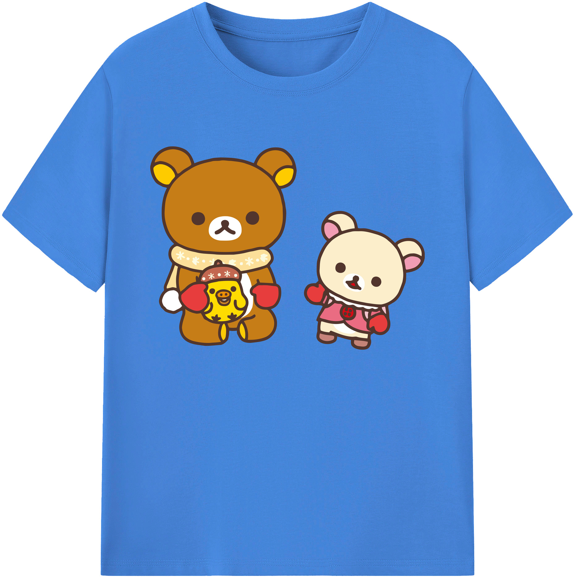 （画像用） リラックマ リラックマ キイロイトリ Rilakkuma Korilakkuma Kiiroitori 綿100％ メンズ半袖Tシャツ｜肌触りやわらか＆通気性